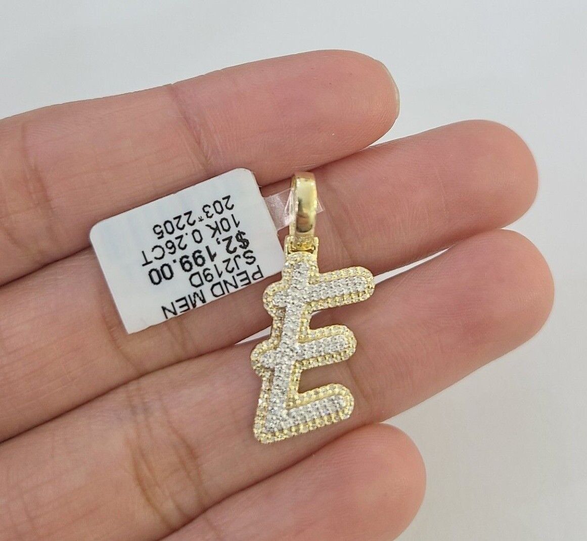 10k Real Yellow Gold Genuine Diamond Initial A - Z Alphabet Charm Pendent - GoldenlinQ