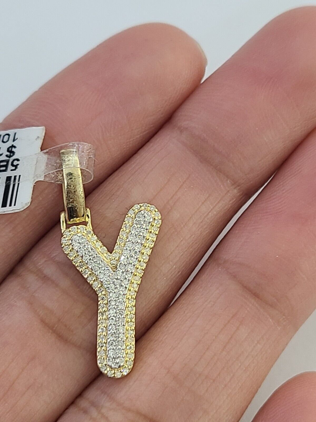 10k Real Yellow Gold Genuine Diamond Initial A - Z Alphabet Charm Pendent - GoldenlinQ