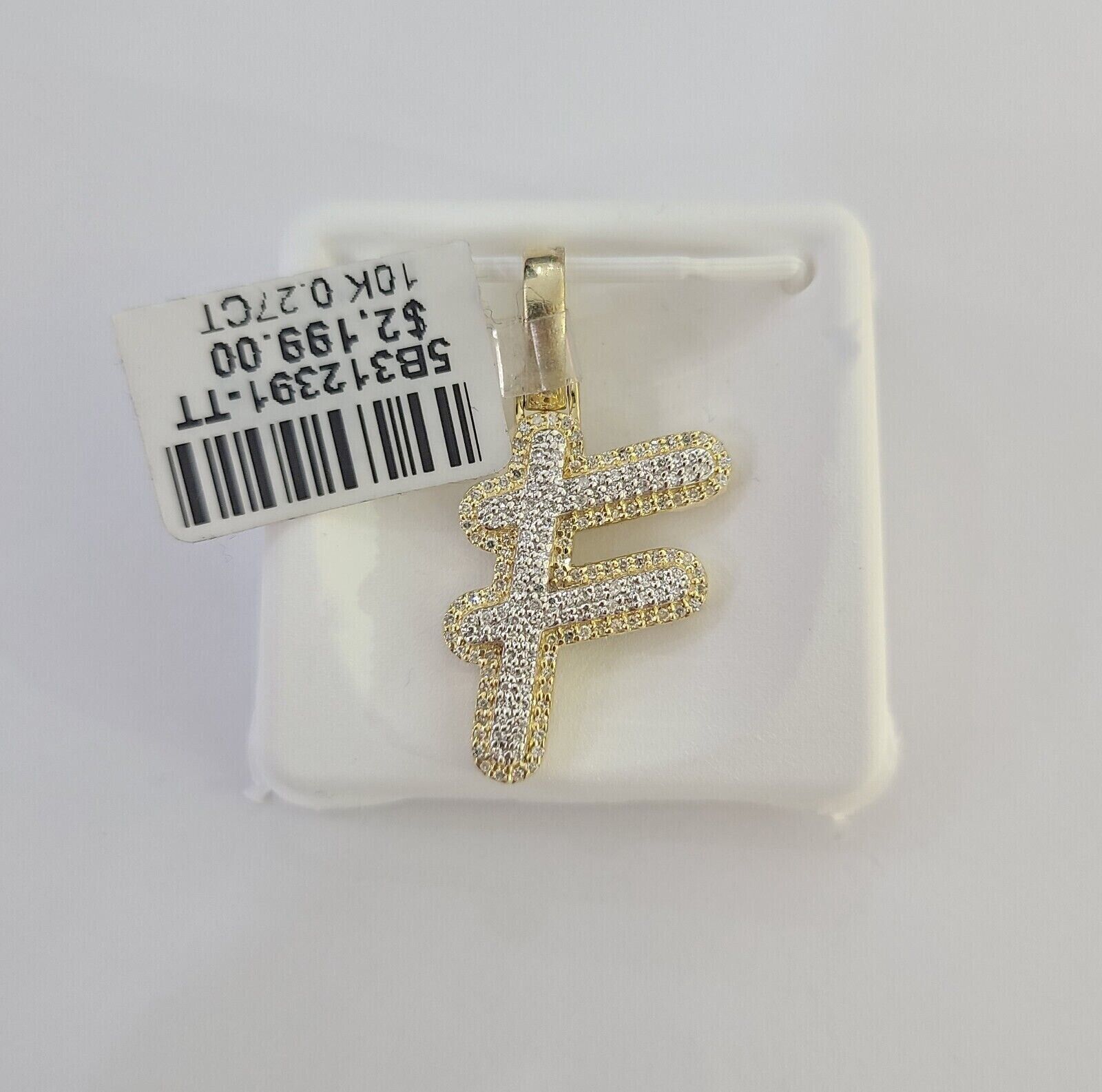 10k Real Yellow Gold Genuine Diamond Initial A - Z Alphabet Charm Pendent - GoldenlinQ