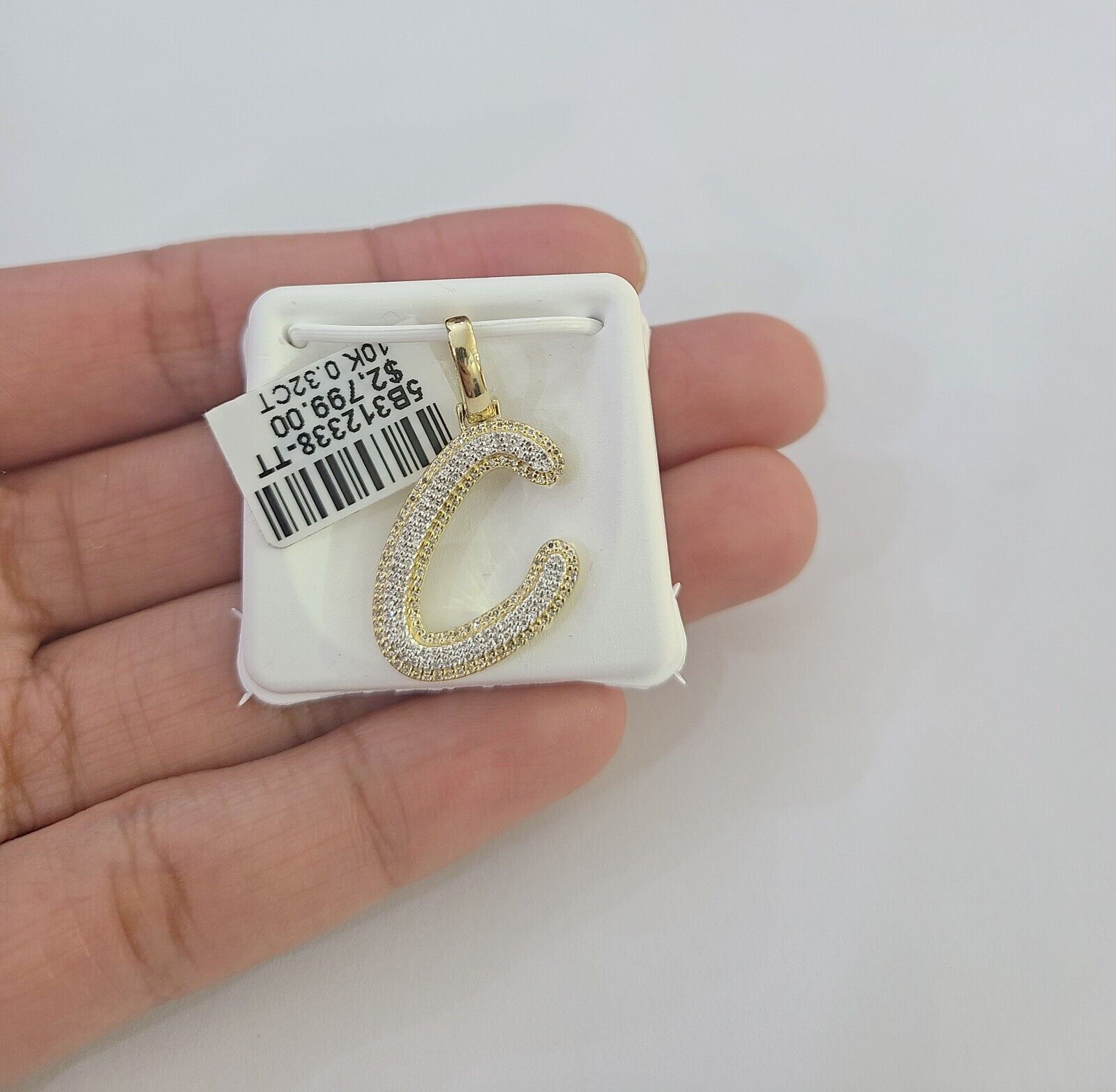 10k Real Yellow Gold Genuine Diamond Initial A - Z Alphabet Charm Pendent - GoldenlinQ