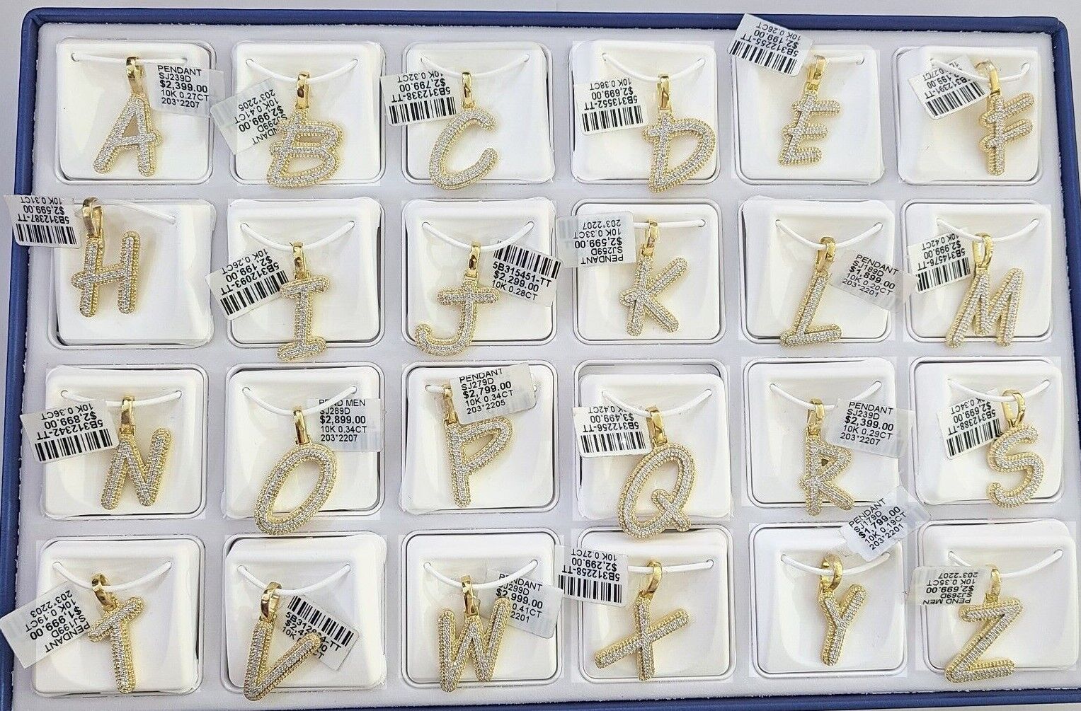 10k Real Yellow Gold Genuine Diamond Initial A - Z Alphabet Charm Pendent - GoldenlinQ