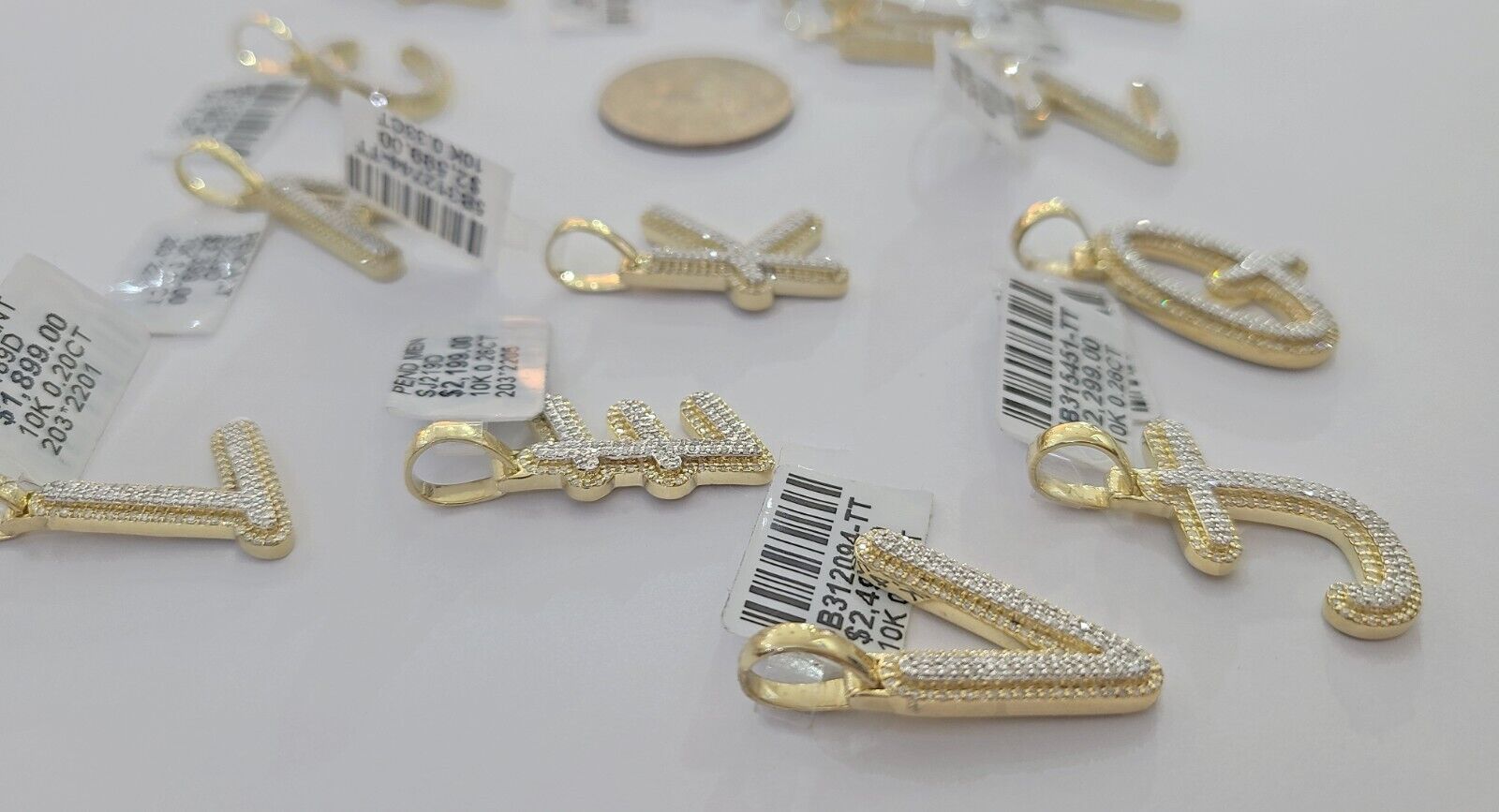 10k Real Yellow Gold Genuine Diamond Initial A - Z Alphabet Charm Pendent - GoldenlinQ