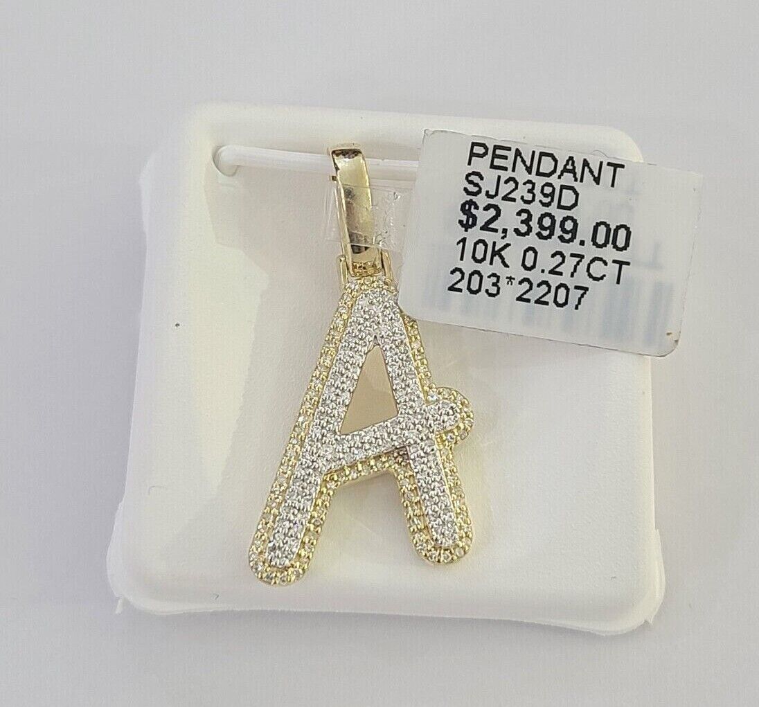 10k Real Yellow Gold Genuine Diamond Initial A - Z Alphabet Charm Pendent - GoldenlinQ