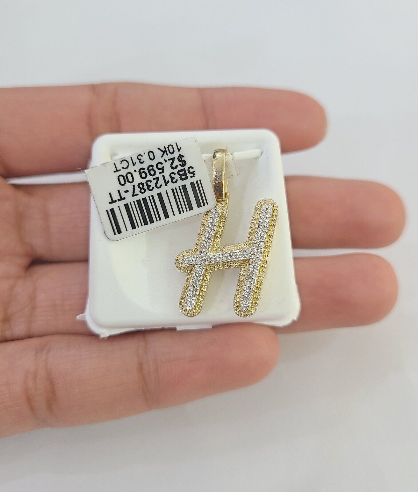 10k Real Yellow Gold Genuine Diamond Initial A - Z Alphabet Charm Pendent - GoldenlinQ