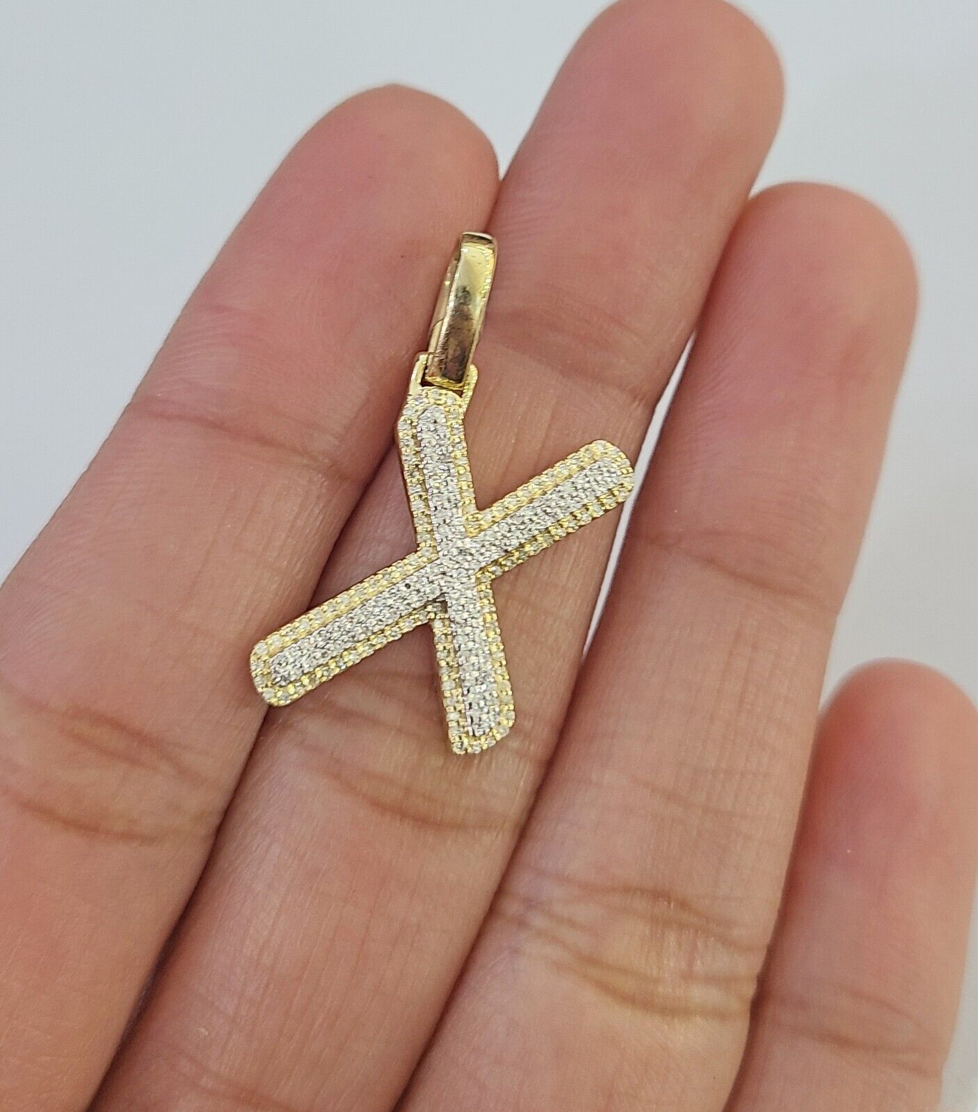 10k Real Yellow Gold Genuine Diamond Initial A - Z Alphabet Charm Pendent - GoldenlinQ