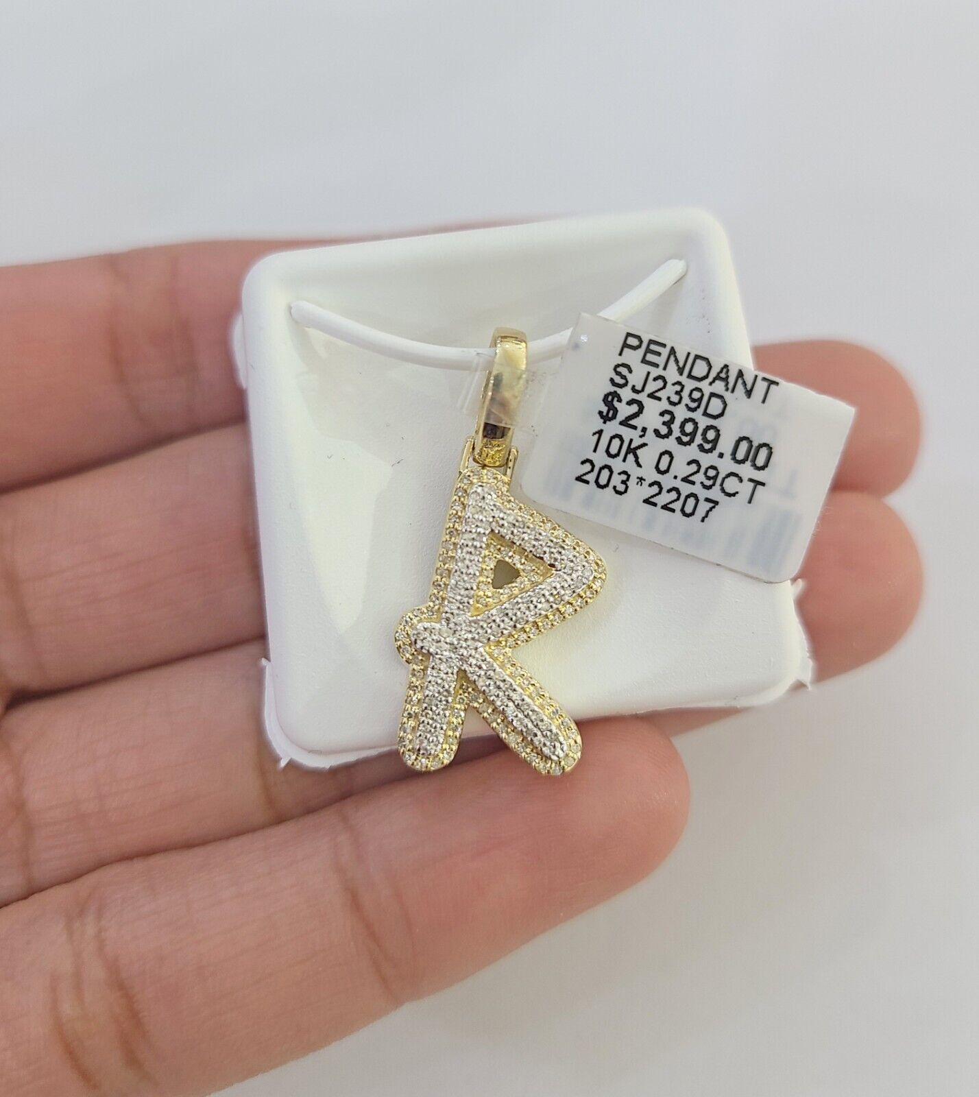 10k Real Yellow Gold Genuine Diamond Initial A - Z Alphabet Charm Pendent - GoldenlinQ