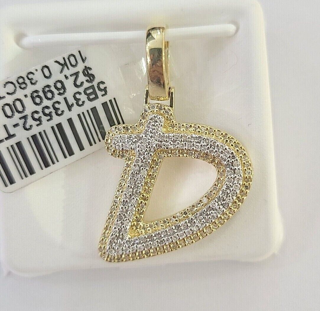 10k Real Yellow Gold Genuine Diamond Initial A - Z Alphabet Charm Pendent - GoldenlinQ