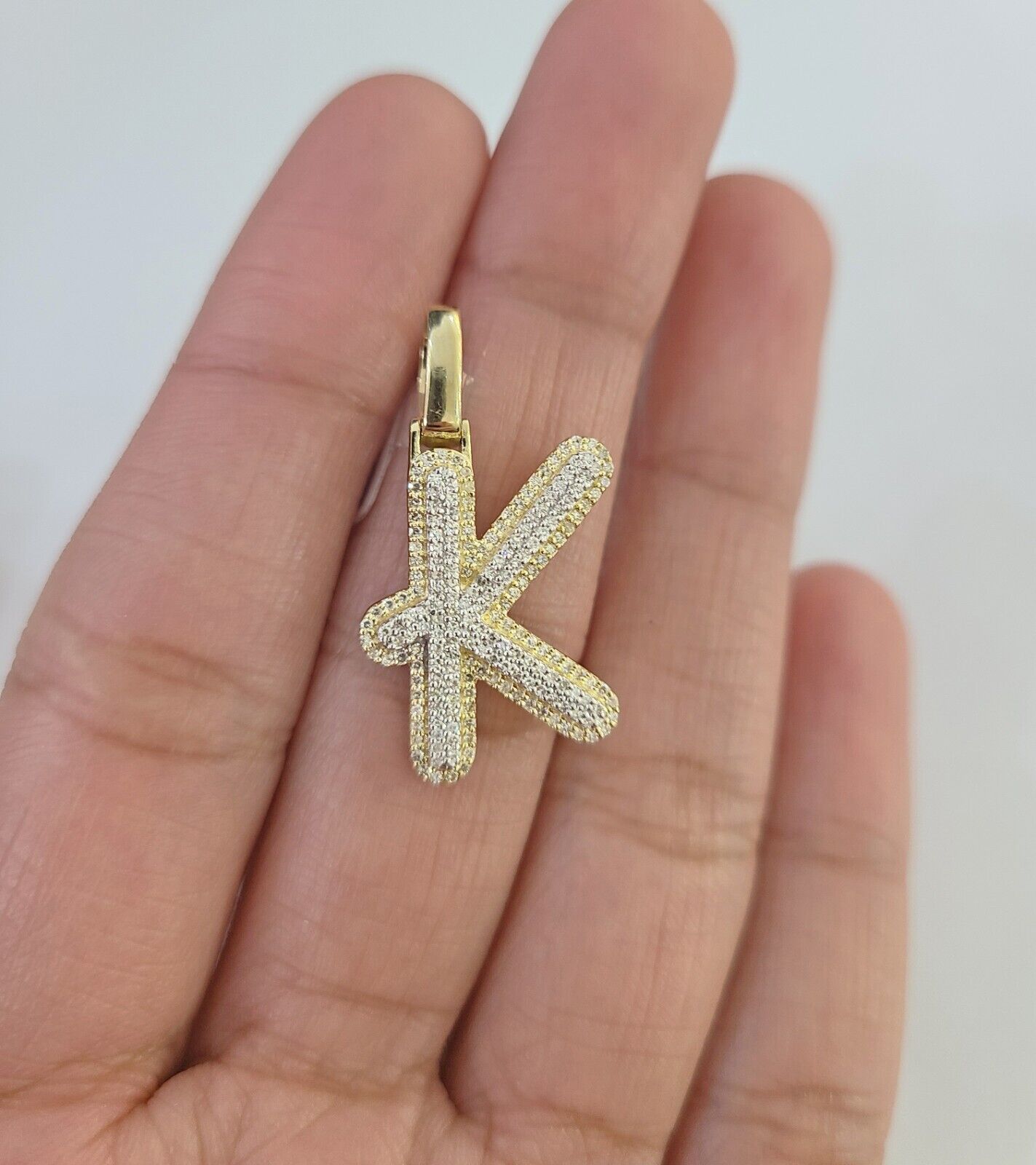 10k Real Yellow Gold Genuine Diamond Initial A - Z Alphabet Charm Pendent - GoldenlinQ