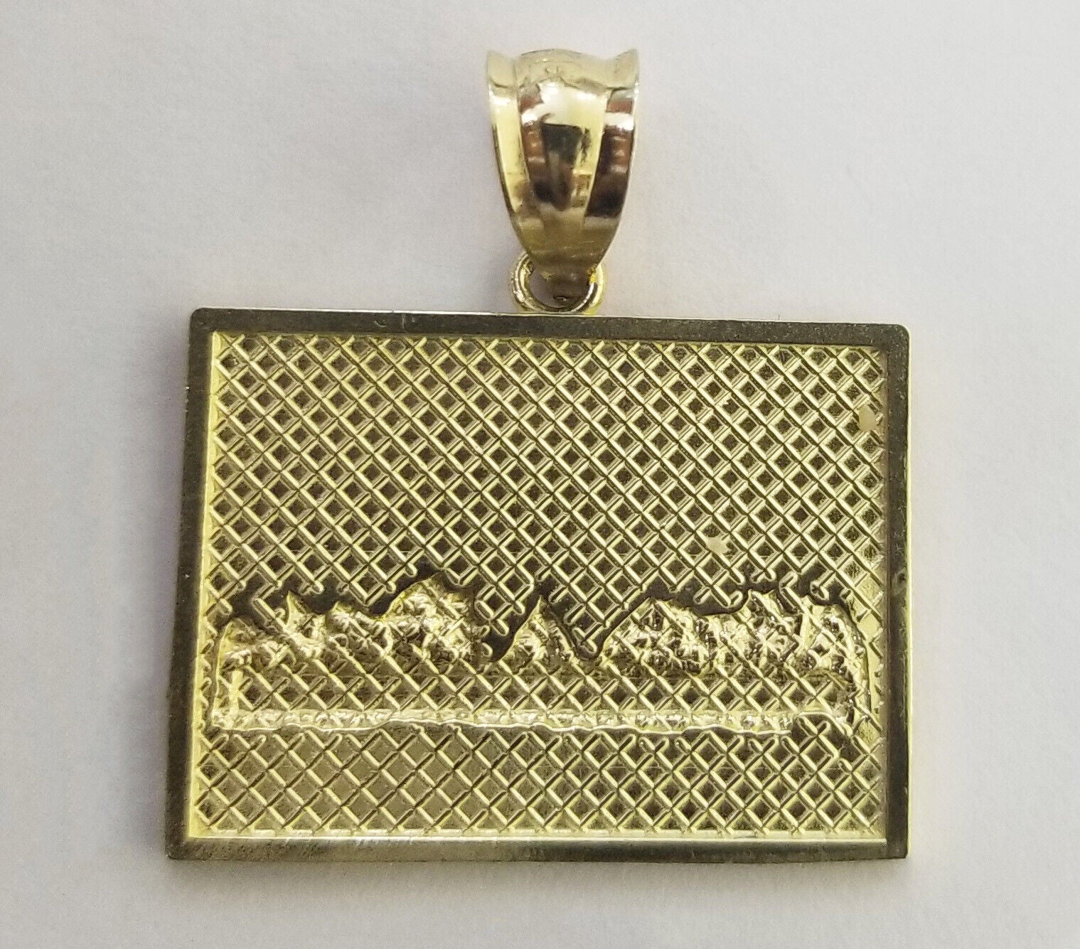 10k Real Yellow Gold Last Supper Charm Pendant Diamond cuts Design Men/Women - GoldenlinQ