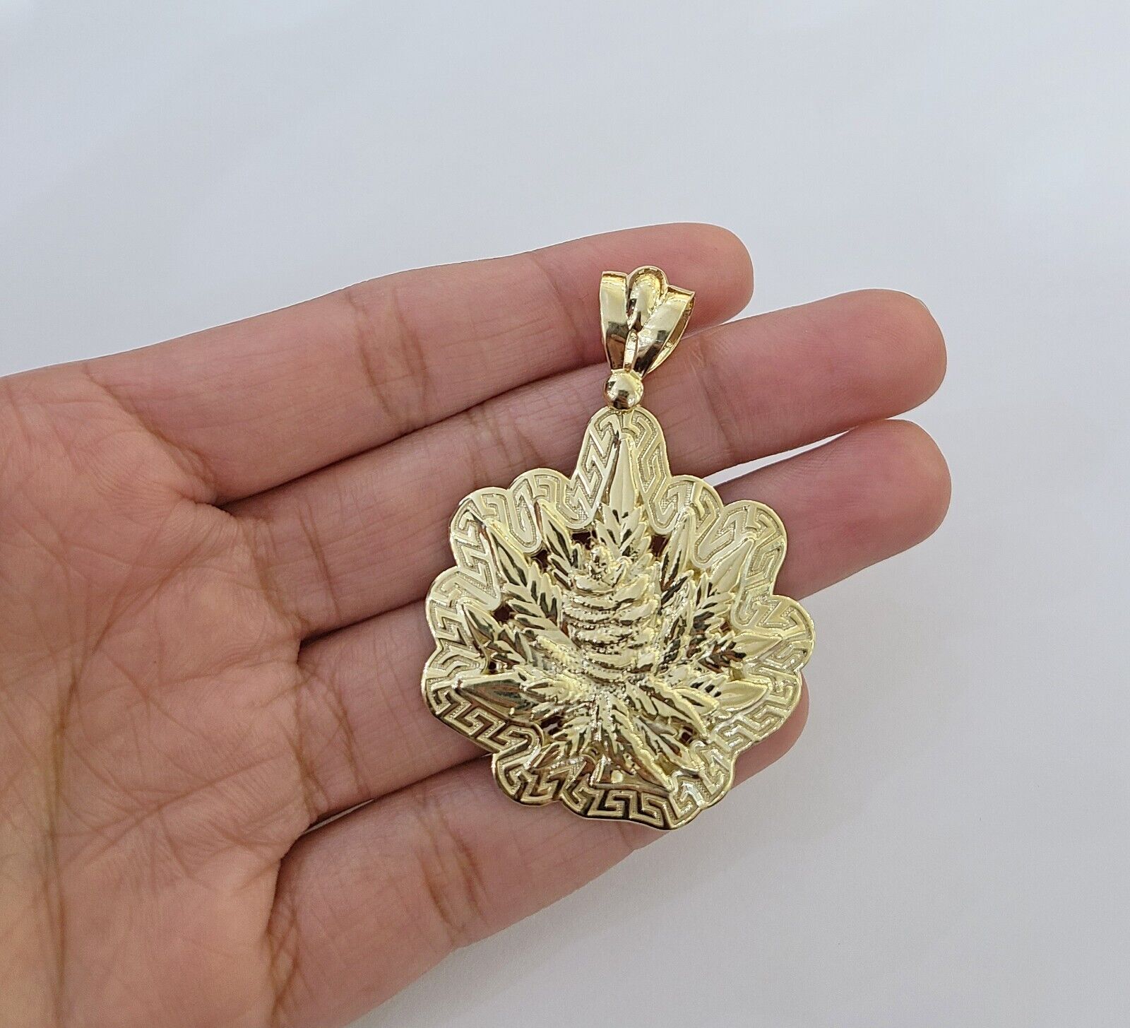 10K Real Yellow Gold Marijuana Leaf Charm Pendant High Weed Gold 10kt - GoldenlinQ
