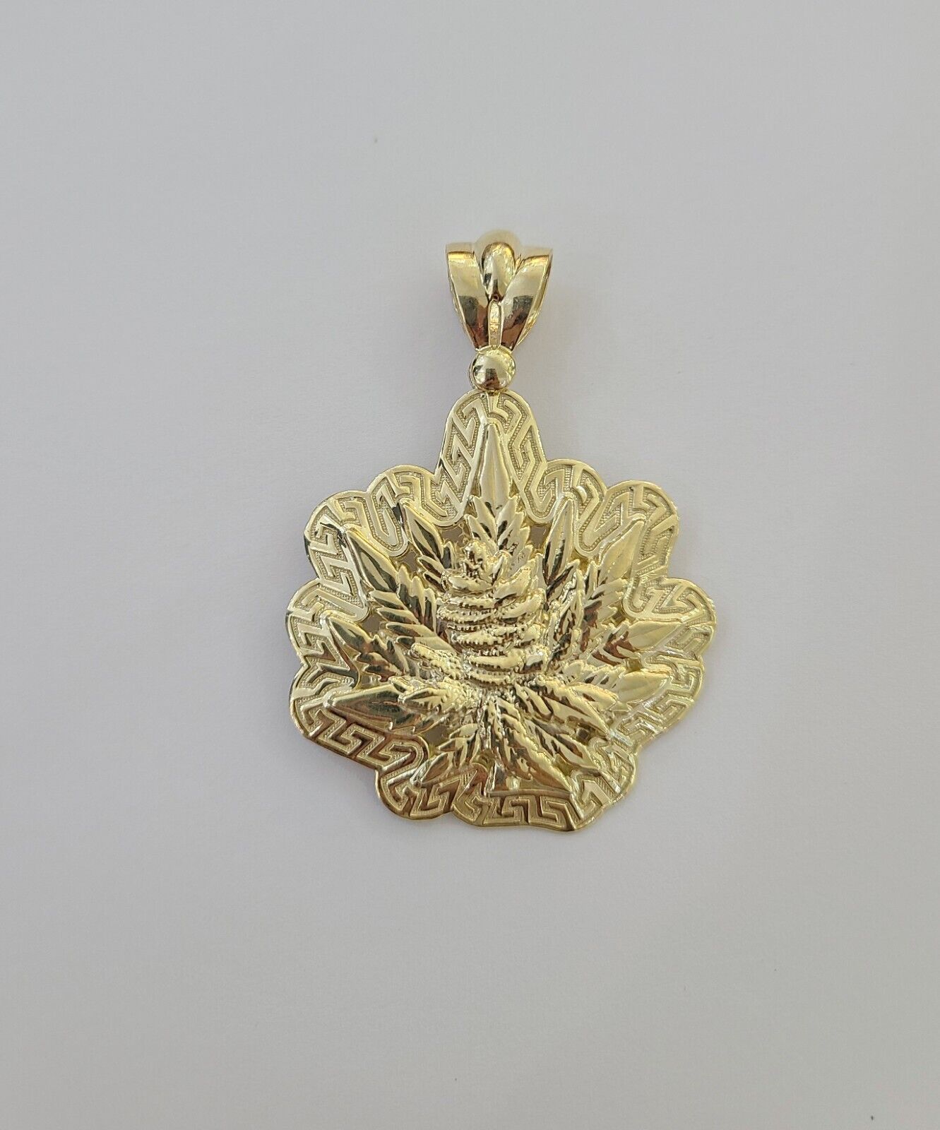 10K Real Yellow Gold Marijuana Leaf Charm Pendant High Weed Gold 10kt - GoldenlinQ