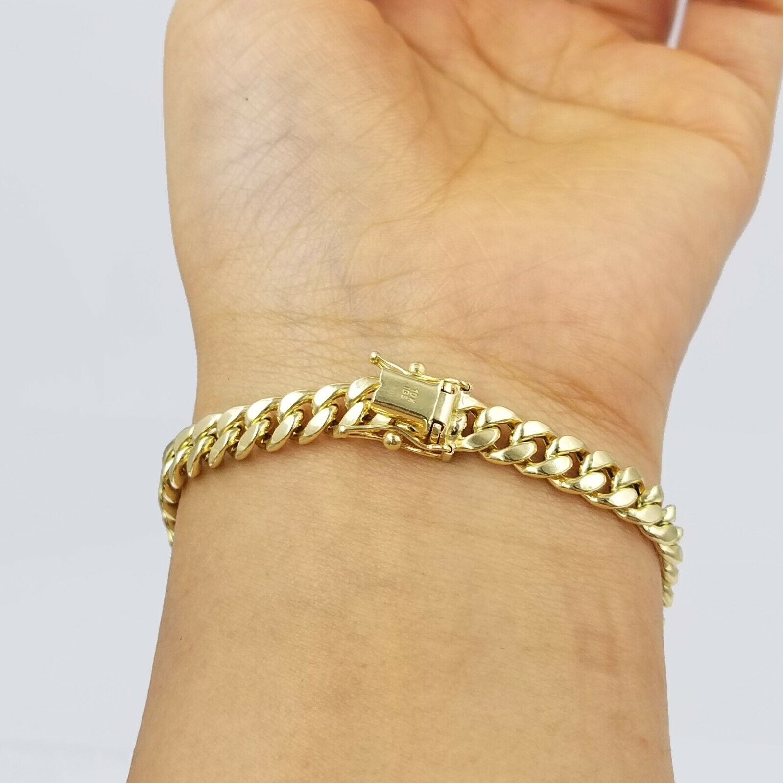 10K Real Yellow Gold Miami Cuban Bracelet 6mm Link 7 inch Box Lock - GoldenlinQ