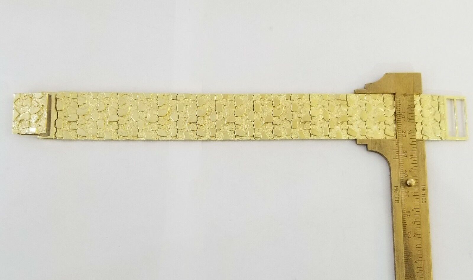 10K REAL Yellow Gold Nugget Bracelet 9" Inch 22mm Mens Thick Bracelet 10kt - GoldenlinQ