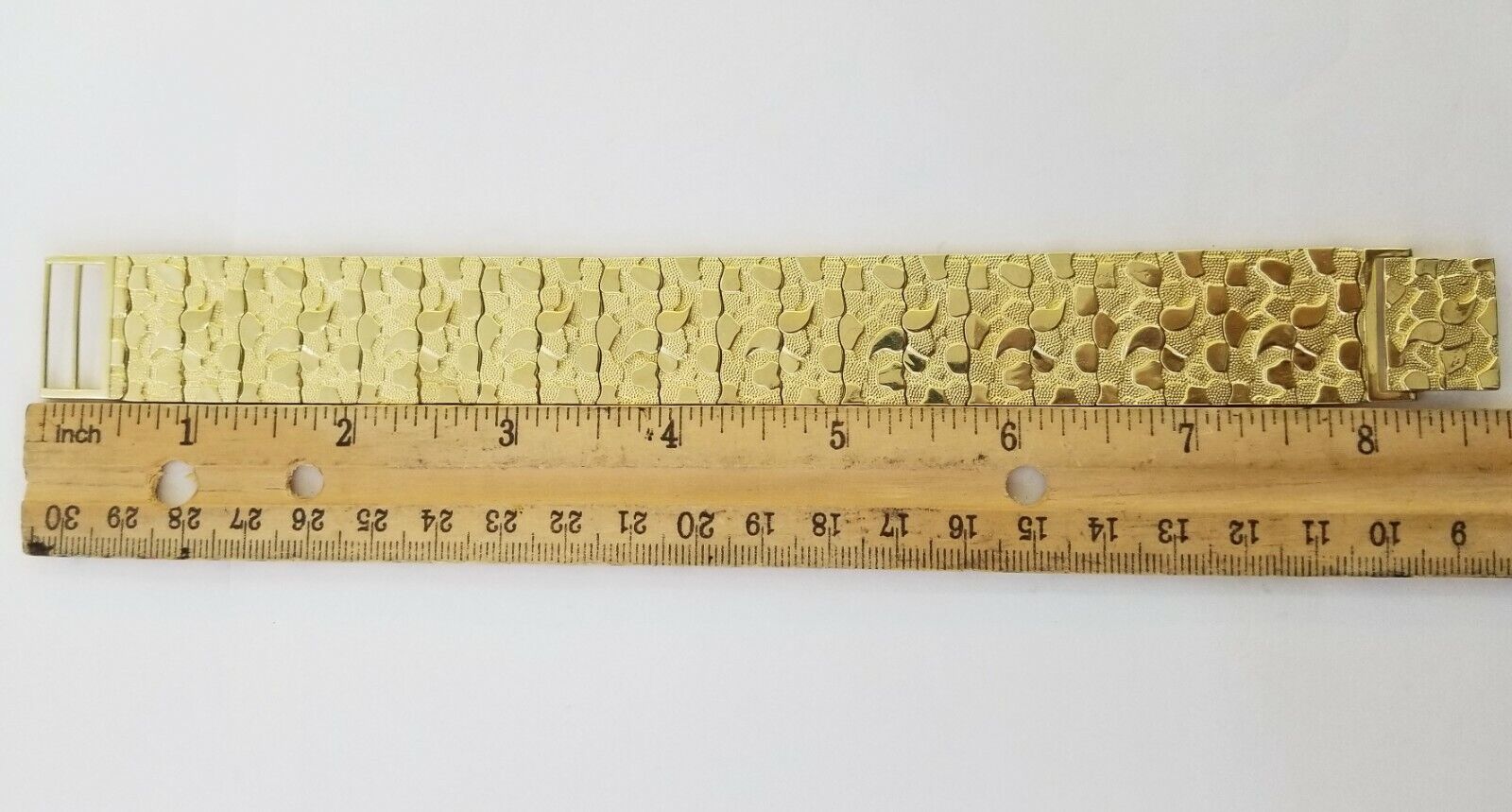 10K REAL Yellow Gold Nugget Bracelet 9" Inch 22mm Mens Thick Bracelet 10kt - GoldenlinQ