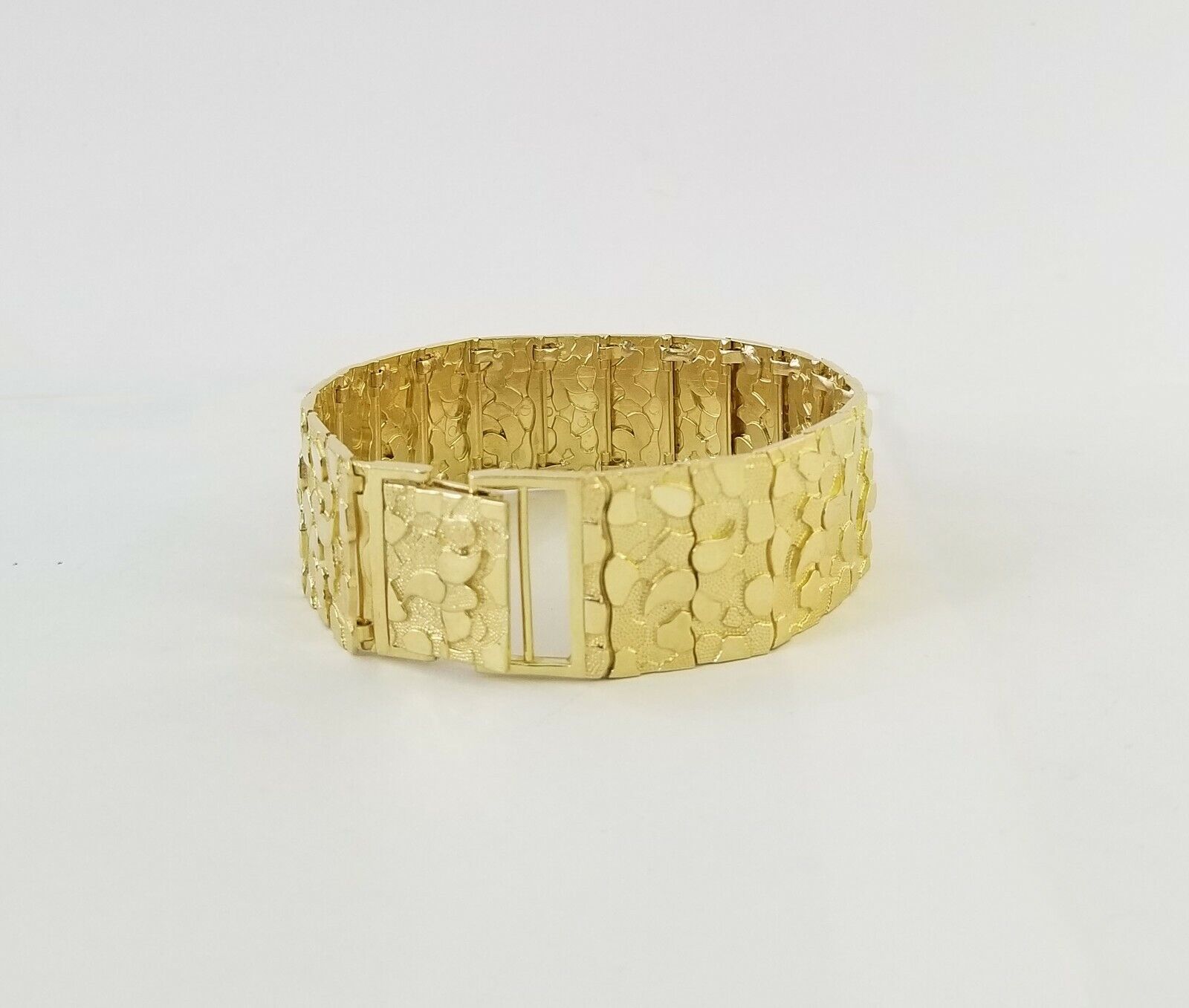 10K REAL Yellow Gold Nugget Bracelet 9" Inch 22mm Mens Thick Bracelet 10kt - GoldenlinQ