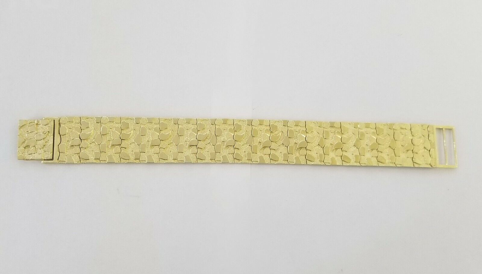 10K REAL Yellow Gold Nugget Bracelet 9" Inch 22mm Mens Thick Bracelet 10kt - GoldenlinQ