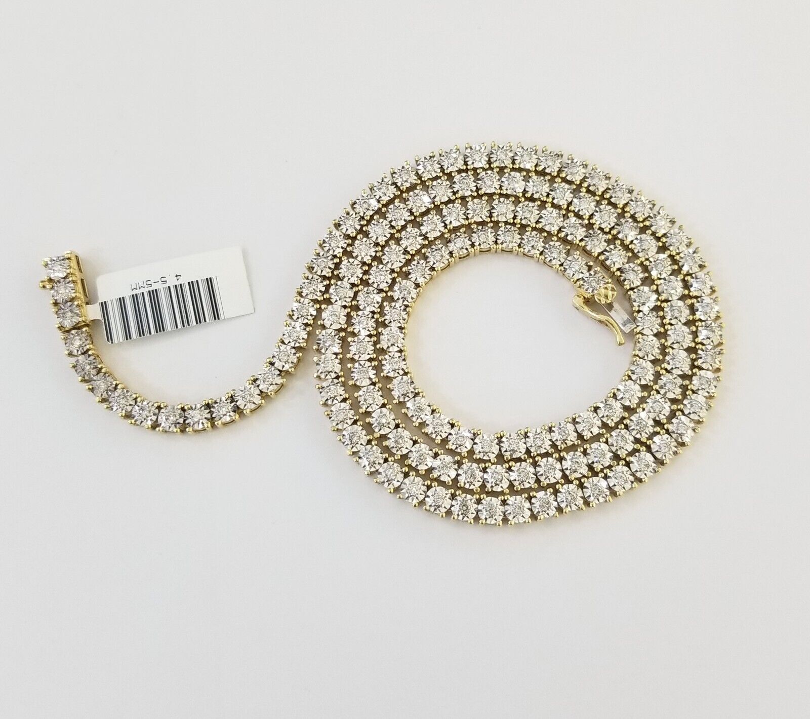 10k Real Yellow Gold Real Diamond Tennis Chain Necklace 2.57CT 22" Inch - GoldenlinQ