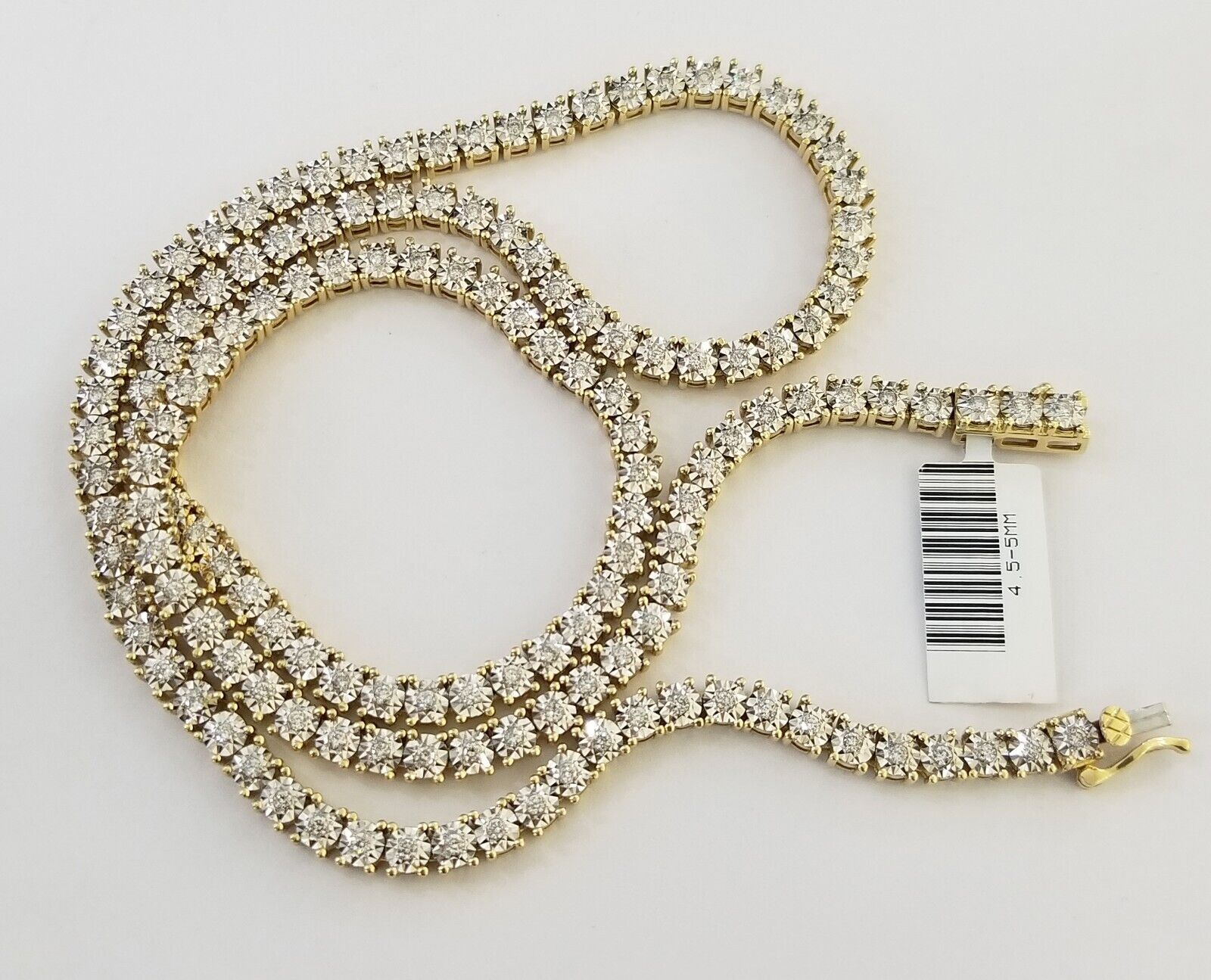 10k Real Yellow Gold Real Diamond Tennis Chain Necklace 2.57CT 22" Inch - GoldenlinQ