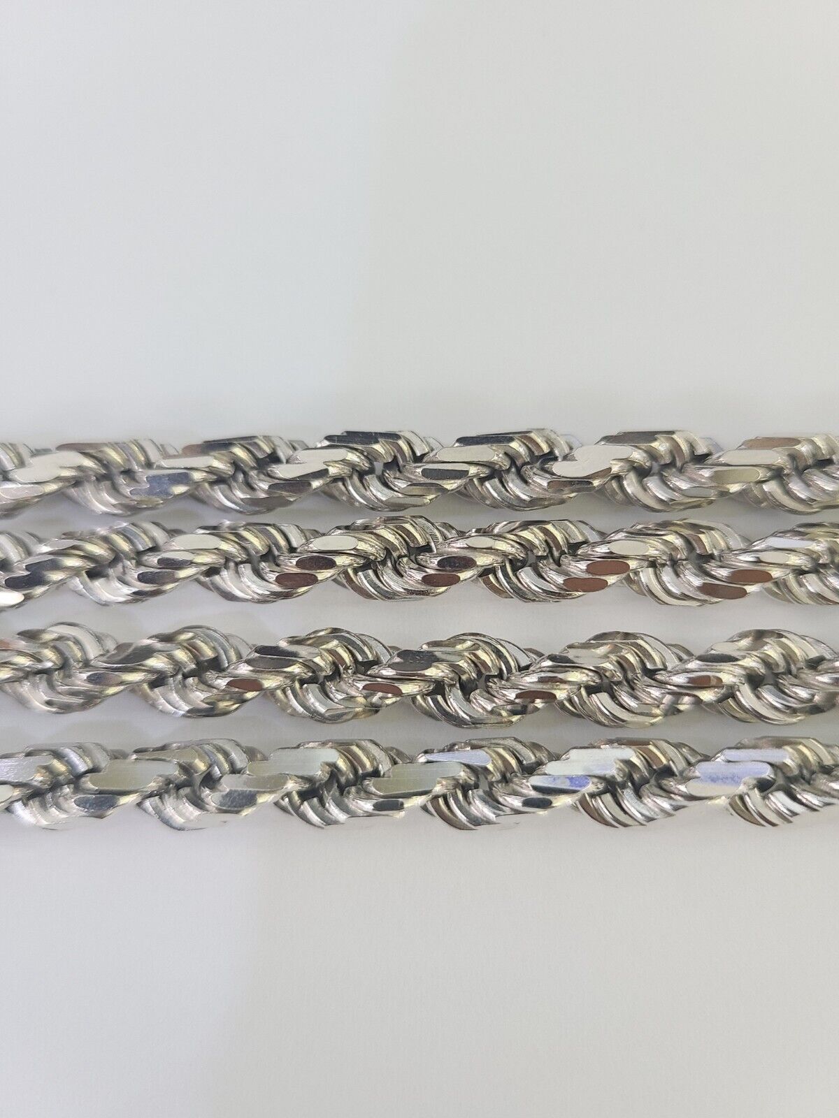 10K Rope Chain Real Solid White Gold Necklace 5mm Length 20" 22" 24" 26" 28" 30" - GoldenlinQ