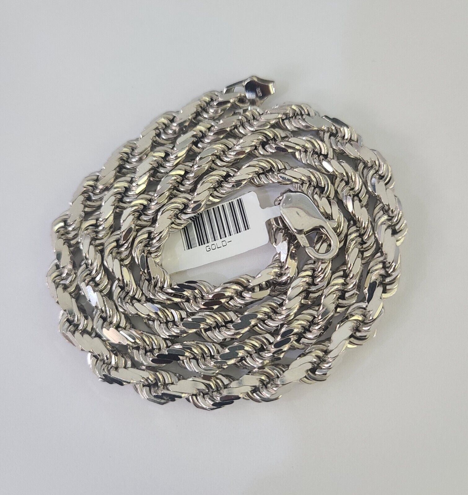10K Rope Chain Real Solid White Gold Necklace 5mm Length 20" 22" 24" 26" 28" 30" - GoldenlinQ