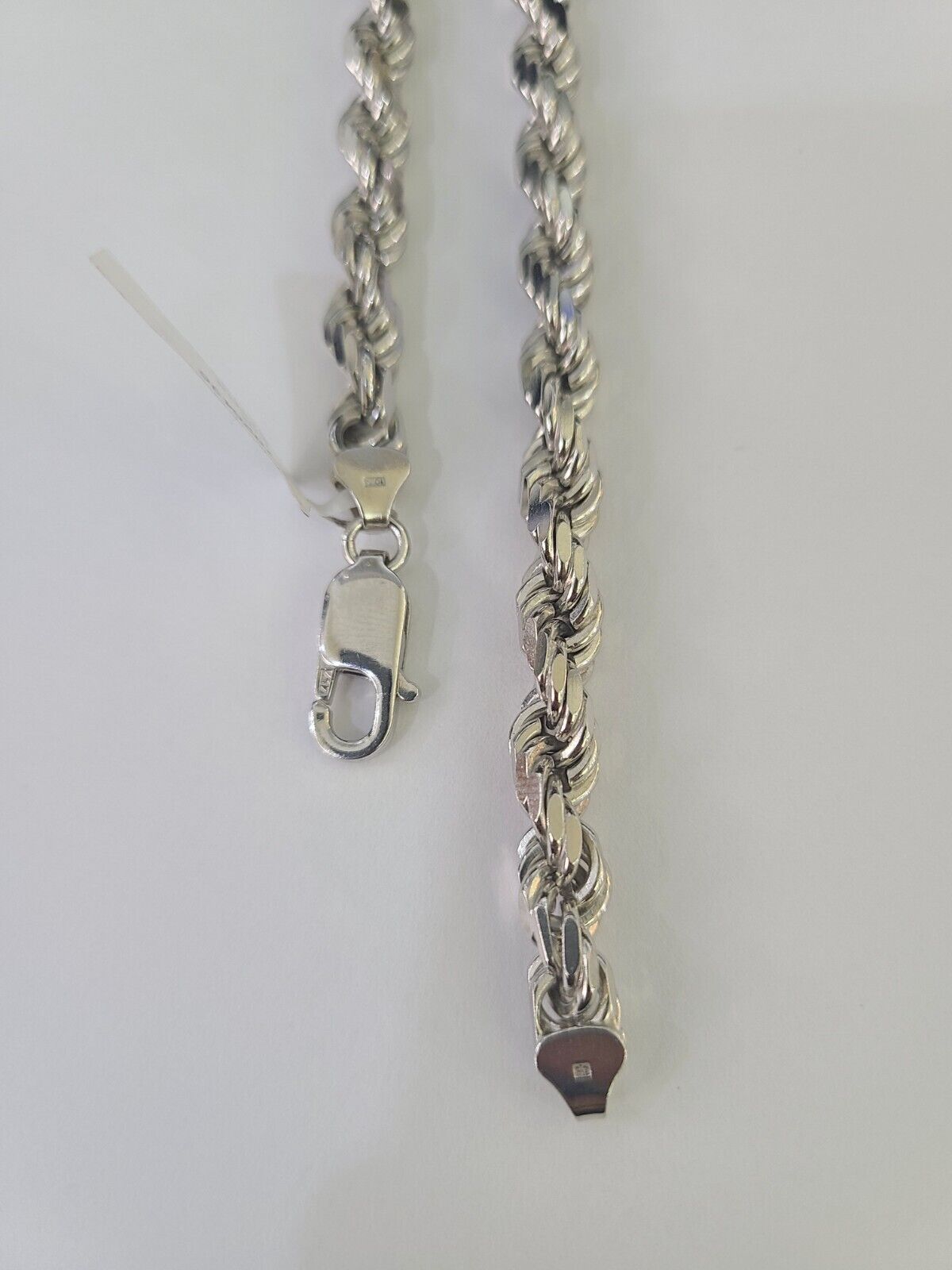 10K Rope Chain Real Solid White Gold Necklace 5mm Length 20" 22" 24" 26" 28" 30" - GoldenlinQ