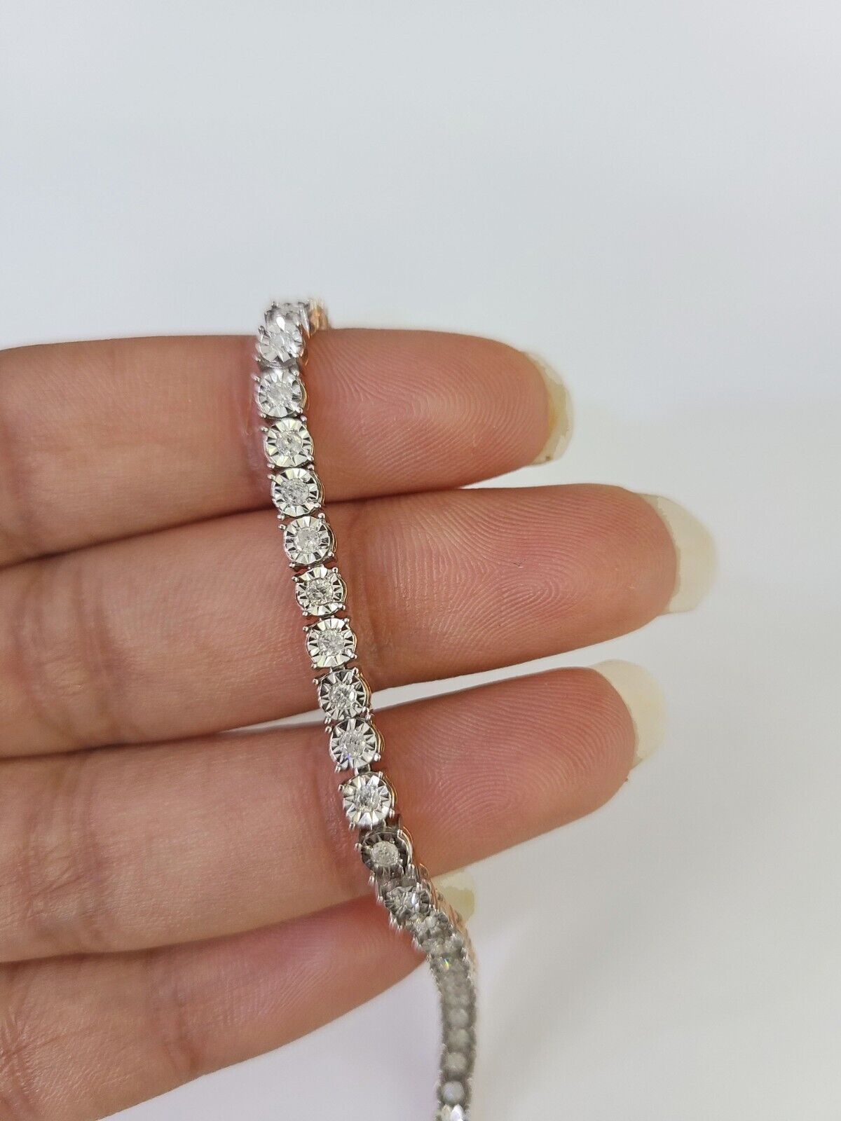 10K Rose Gold Diamond Bracelet Women Ladies 7" REAL Genuine Gold - GoldenlinQ