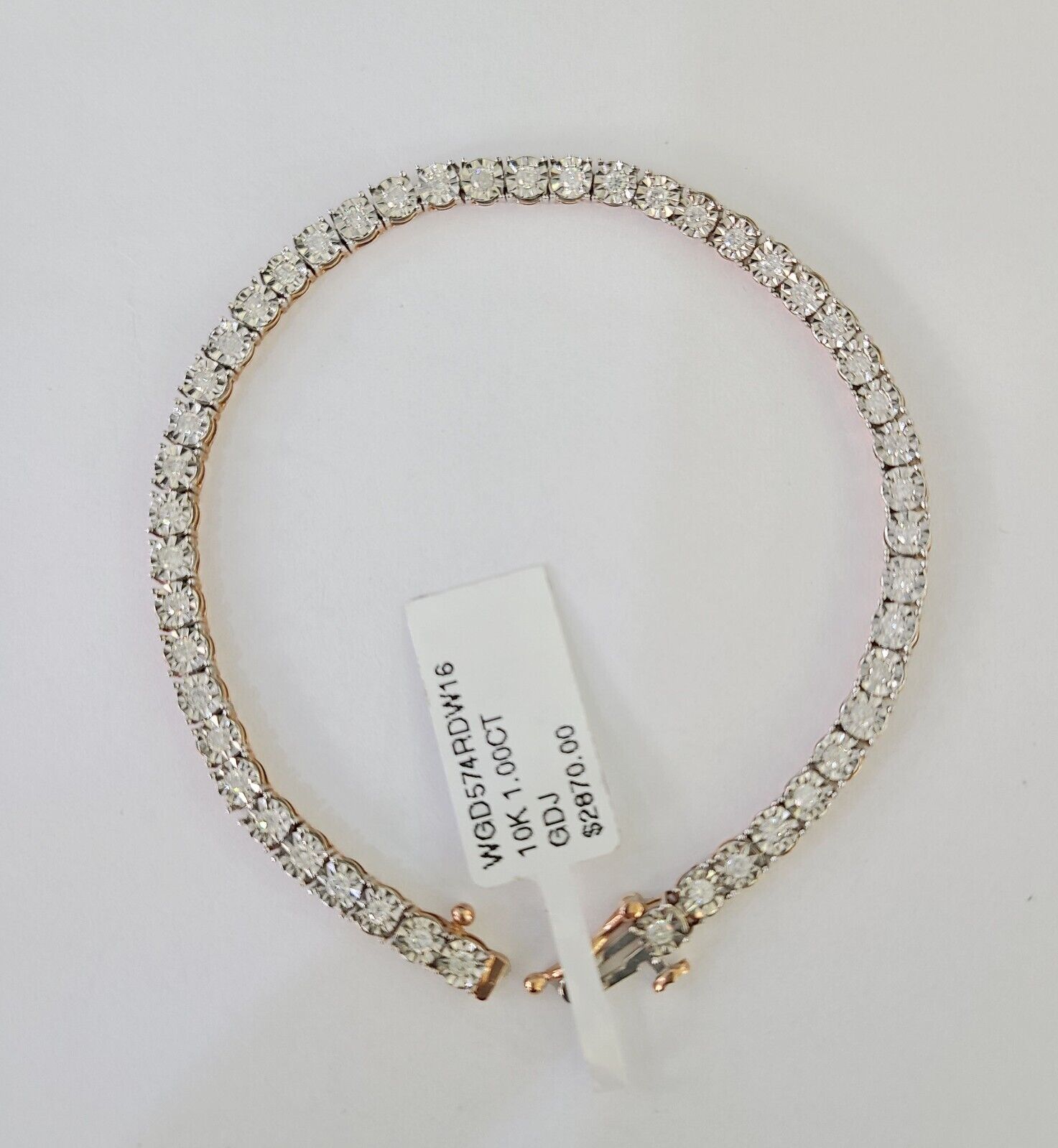 10K Rose Gold Diamond Bracelet Women Ladies 7" REAL Genuine Gold - GoldenlinQ