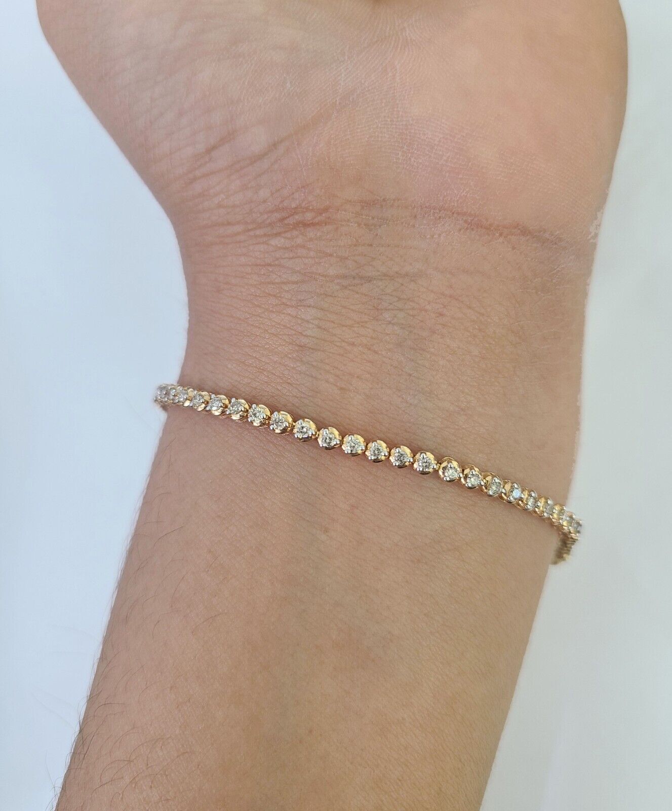 10K Rose Gold Diamond Bracelet Women Ladies 7" REAL Genuine Gold - GoldenlinQ