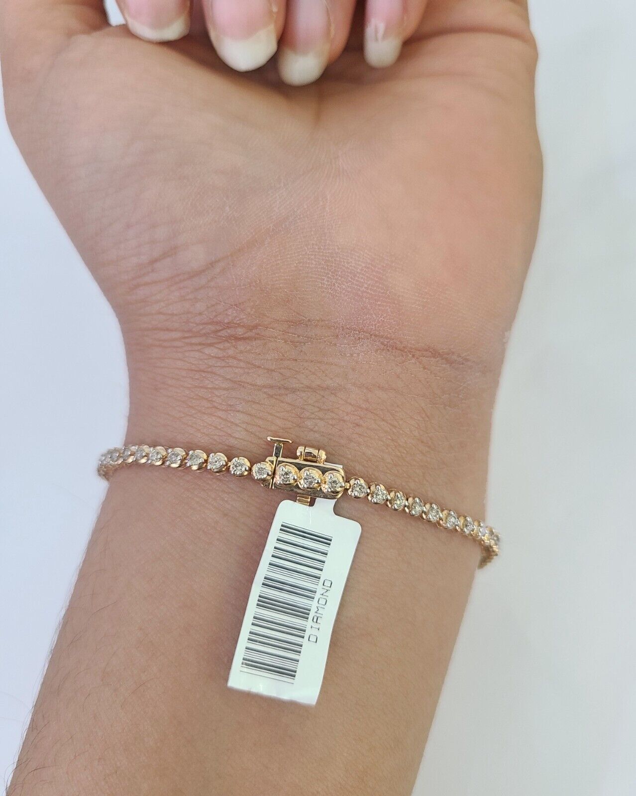 10K Rose Gold Diamond Bracelet Women Ladies 7" REAL Genuine Gold - GoldenlinQ