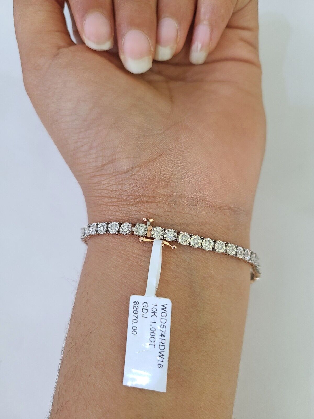 10K Rose Gold Diamond Bracelet Women Ladies 7" REAL Genuine Gold - GoldenlinQ