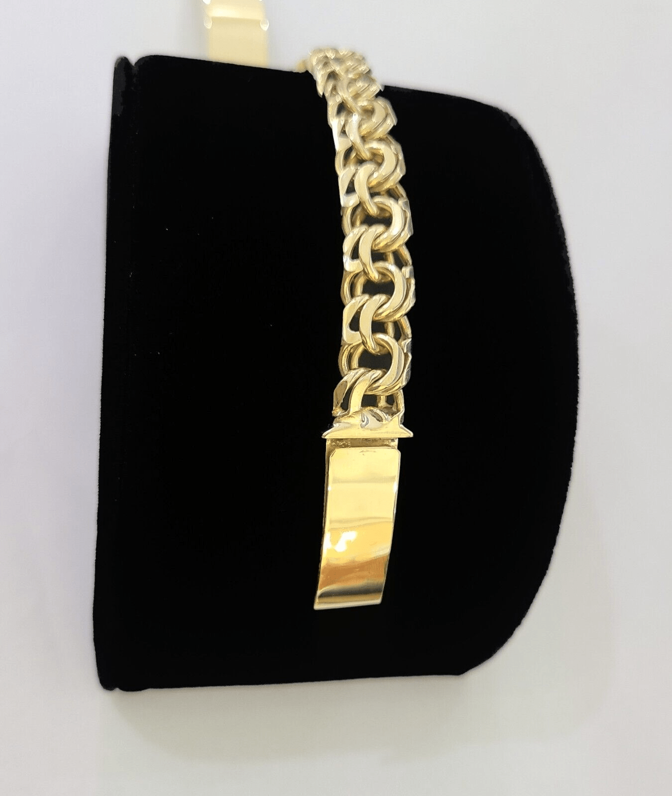 10k Solid Chino ID Bracelet Yellow Gold Size 8" 11mm Inches Box Lock Real 10kt - GoldenlinQ