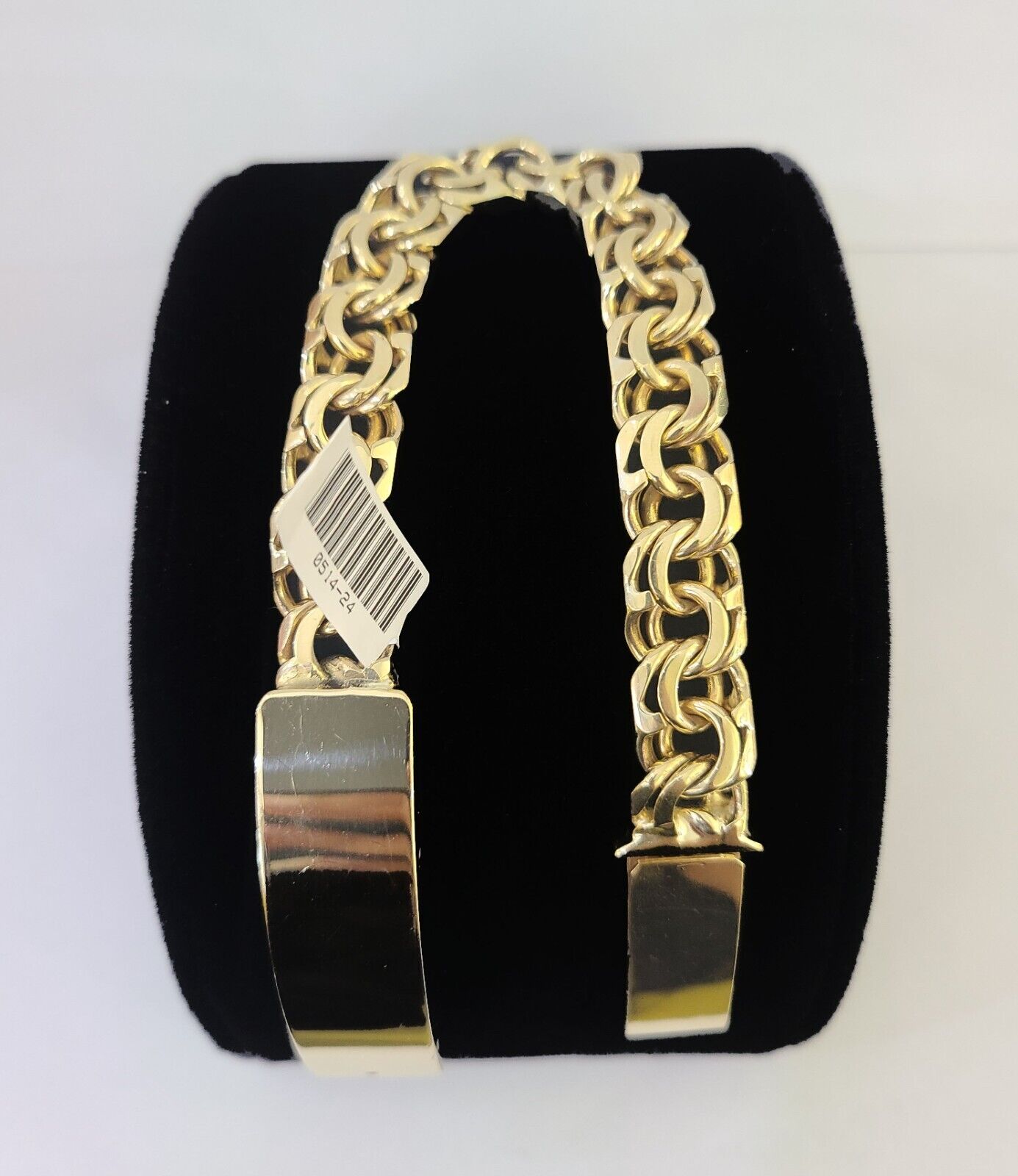 10k Solid Chino ID Bracelet Yellow Gold Size 8" 11mm Inches Box Lock Real 10kt - GoldenlinQ