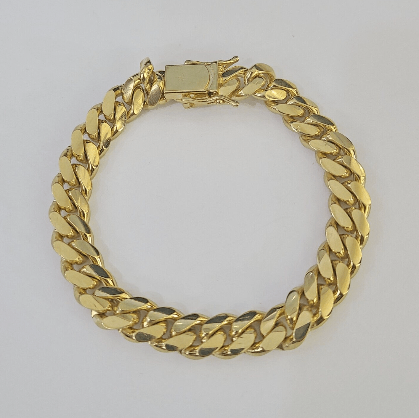 10k Solid Miami Cuban Link Bracelet 10mm 8" Box Lock 10kt Yellow Gold Real - GoldenlinQ