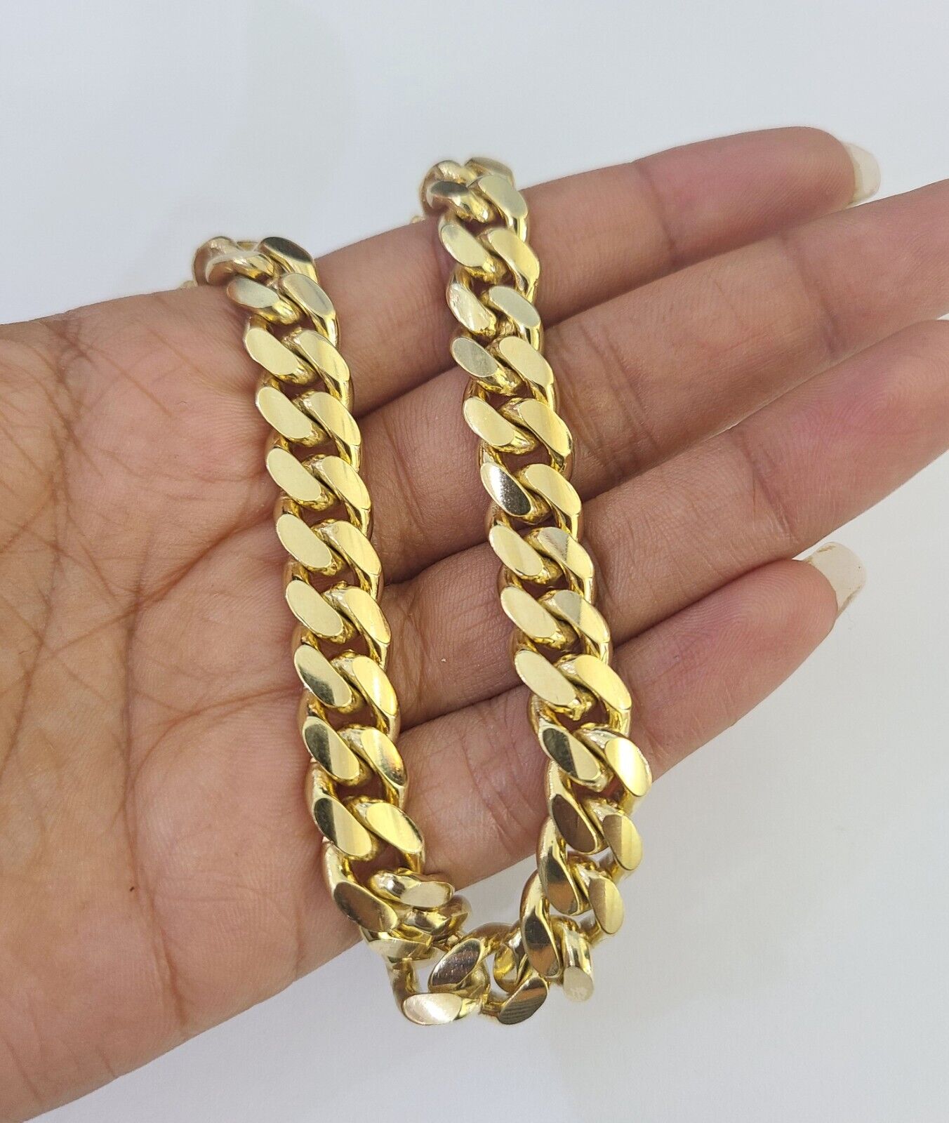 10k Solid Miami Cuban Link Bracelet 10mm 8" Box Lock 10kt Yellow Gold Real - GoldenlinQ