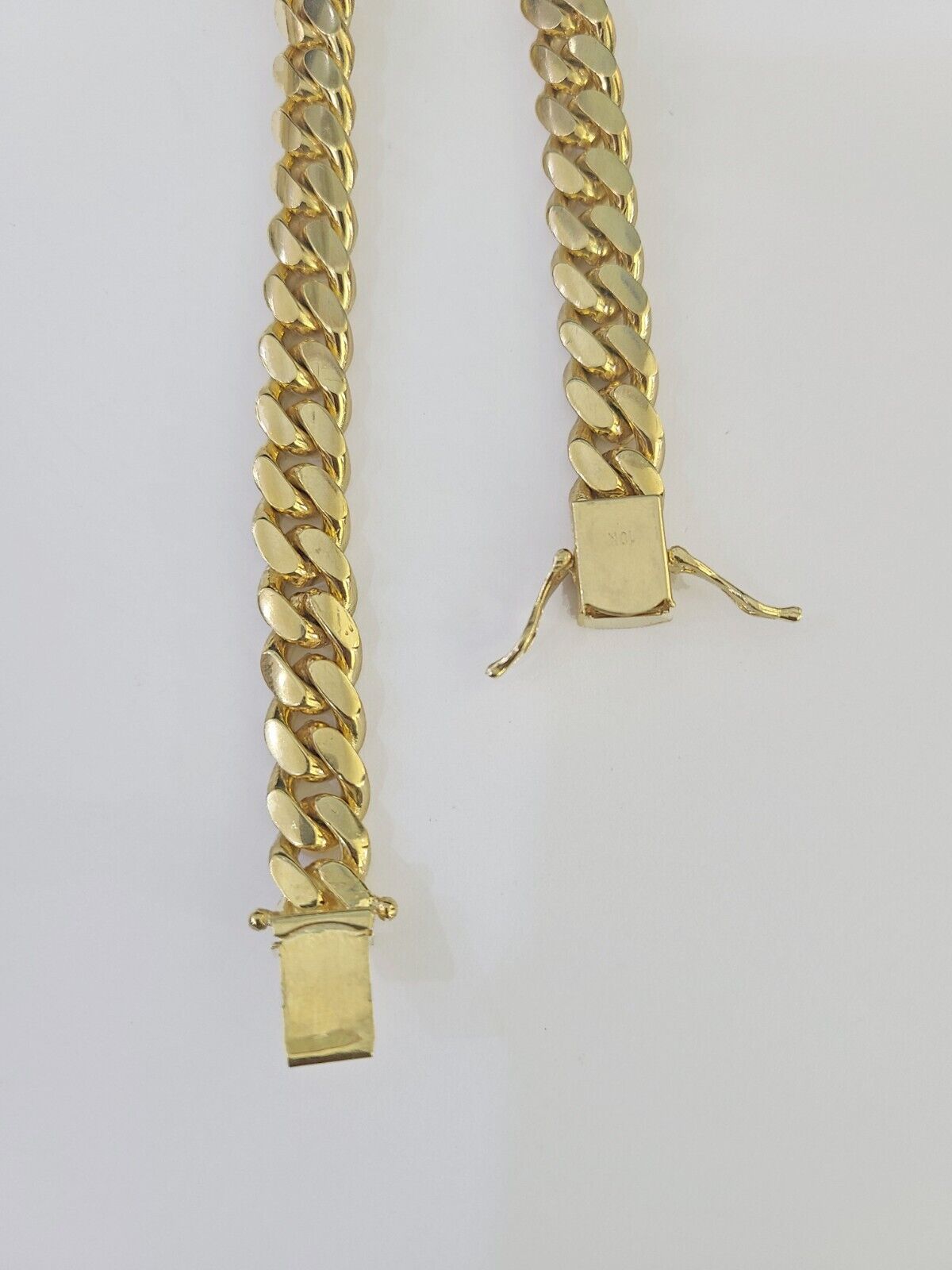 10k Solid Miami Cuban Link Bracelet 10mm 8" Box Lock 10kt Yellow Gold Real - GoldenlinQ