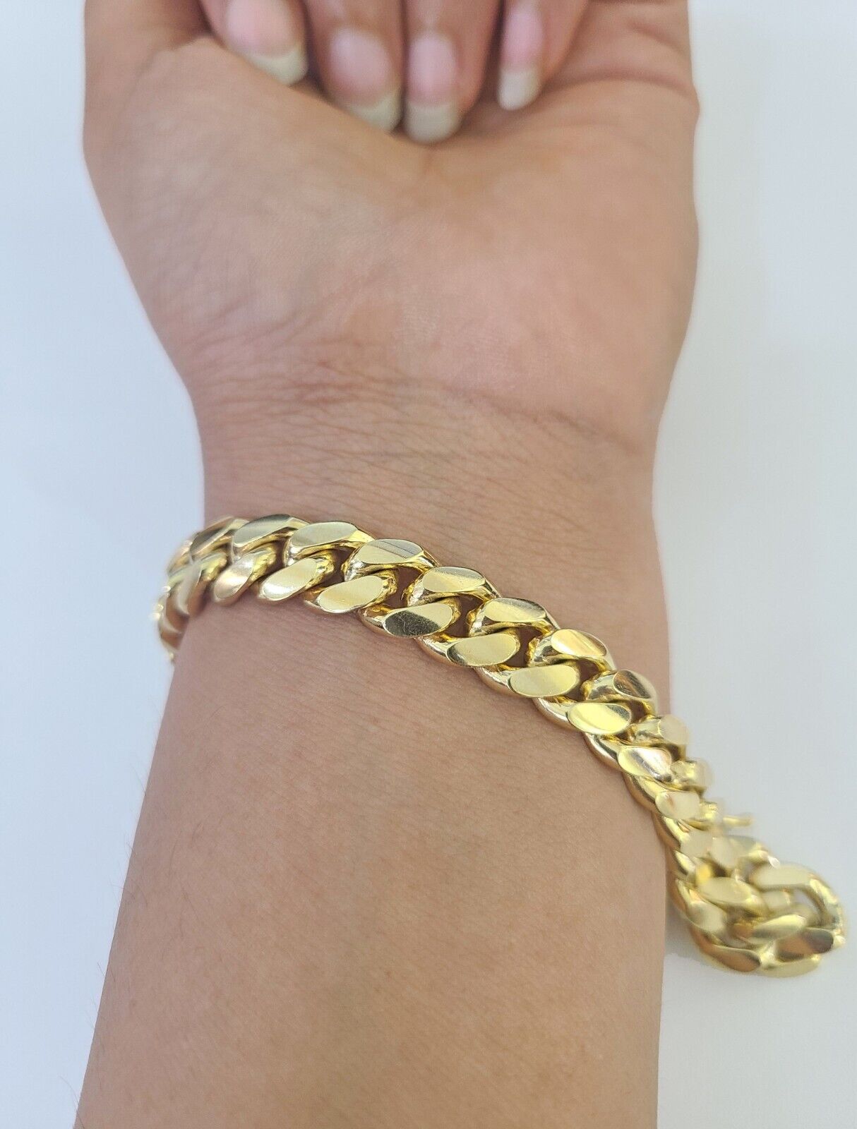 10k Solid Miami Cuban Link Bracelet 10mm 8" Box Lock 10kt Yellow Gold Real - GoldenlinQ