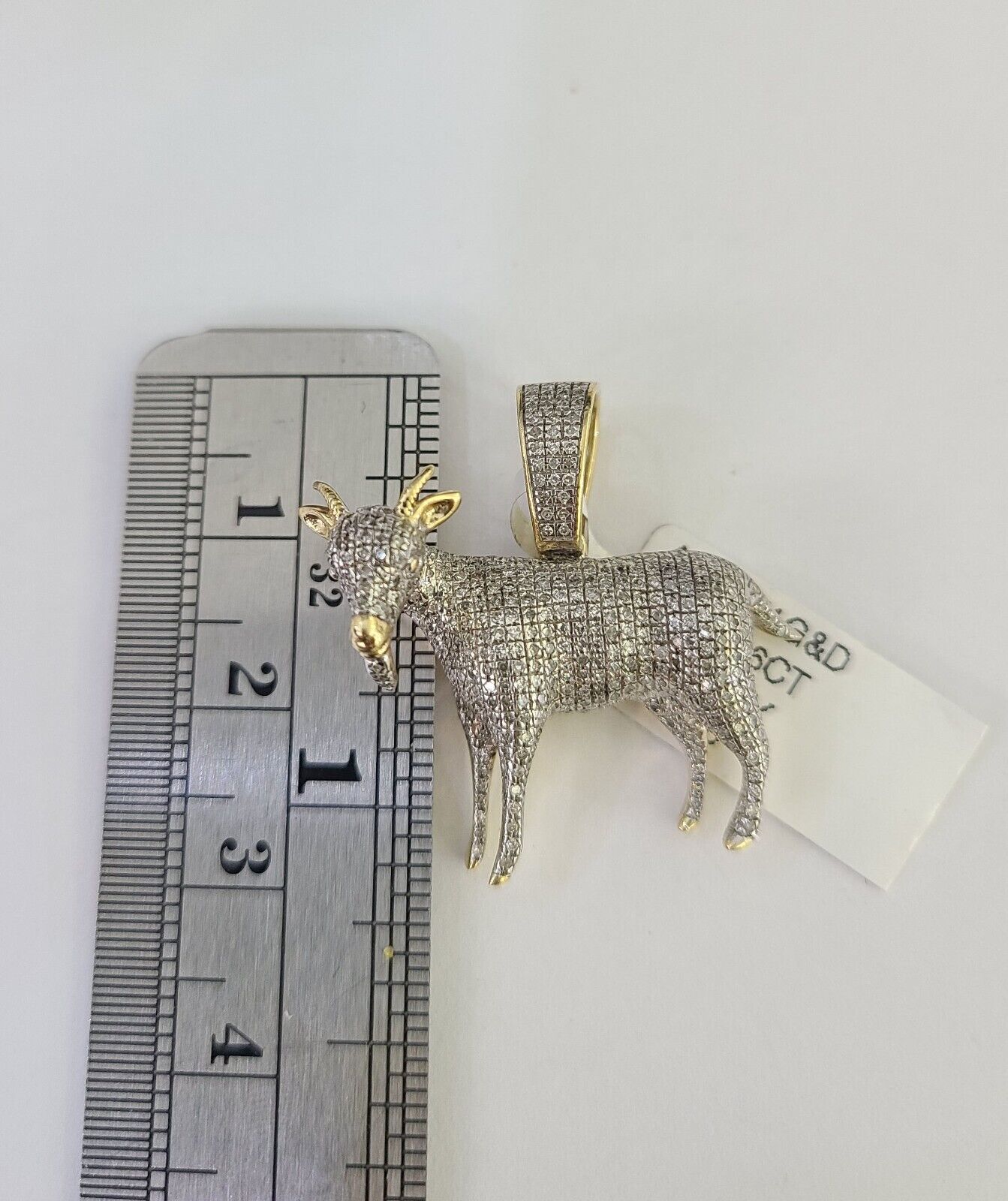 10k Solid Rope Chain Goat Charm Diamond Set 4mm 20" - 28" Necklace Gold Yellow - GoldenlinQ