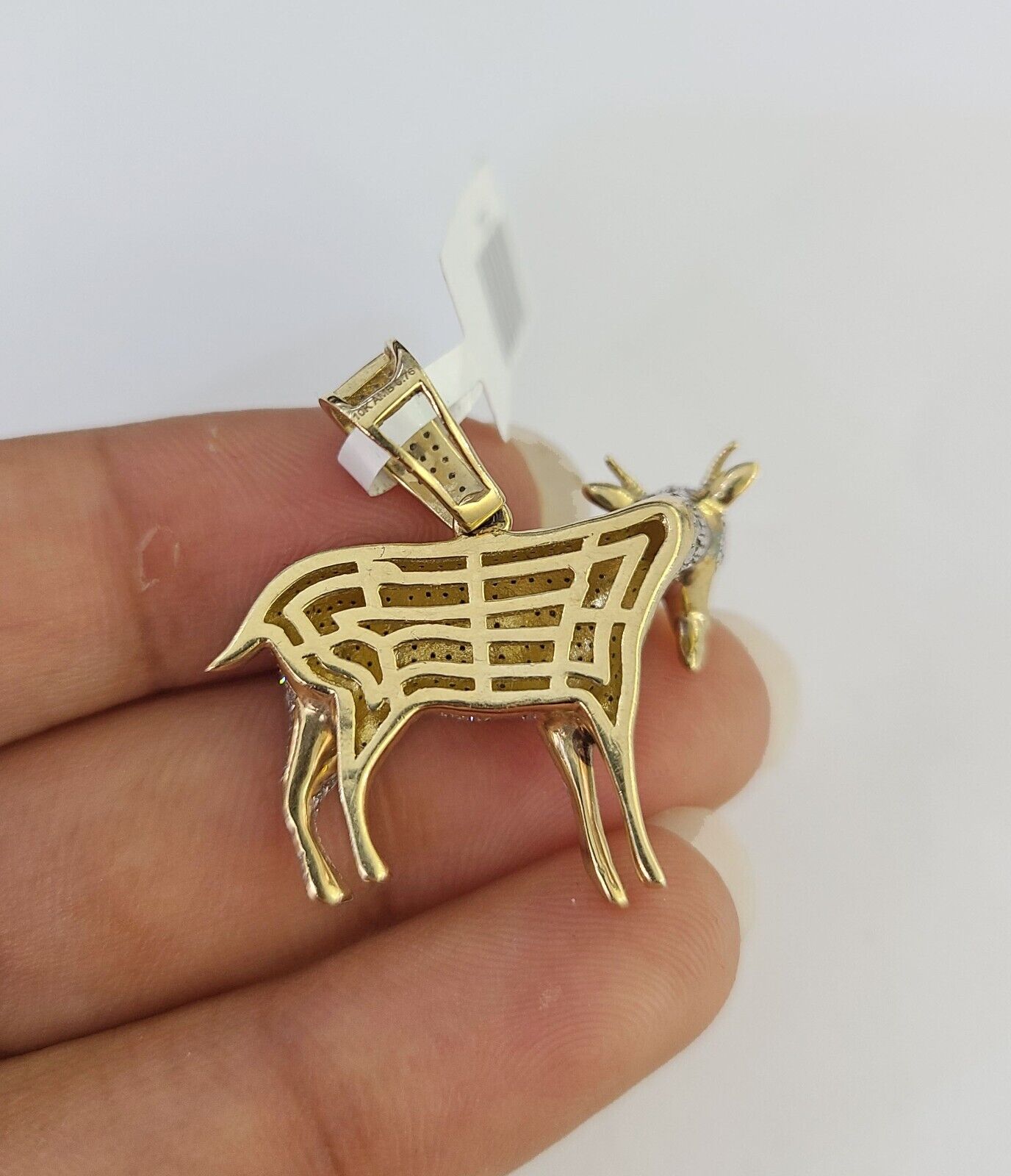 10k Solid Rope Chain Goat Charm Diamond Set 4mm 20" - 28" Necklace Gold Yellow - GoldenlinQ