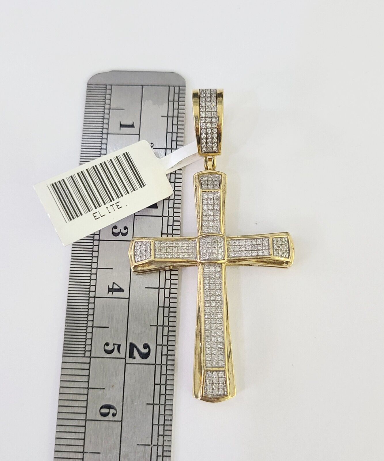 10k Solid Rope Chain Jesus Cross Charm Diamond Set 4mm 20" - 28" Necklace Gold - GoldenlinQ