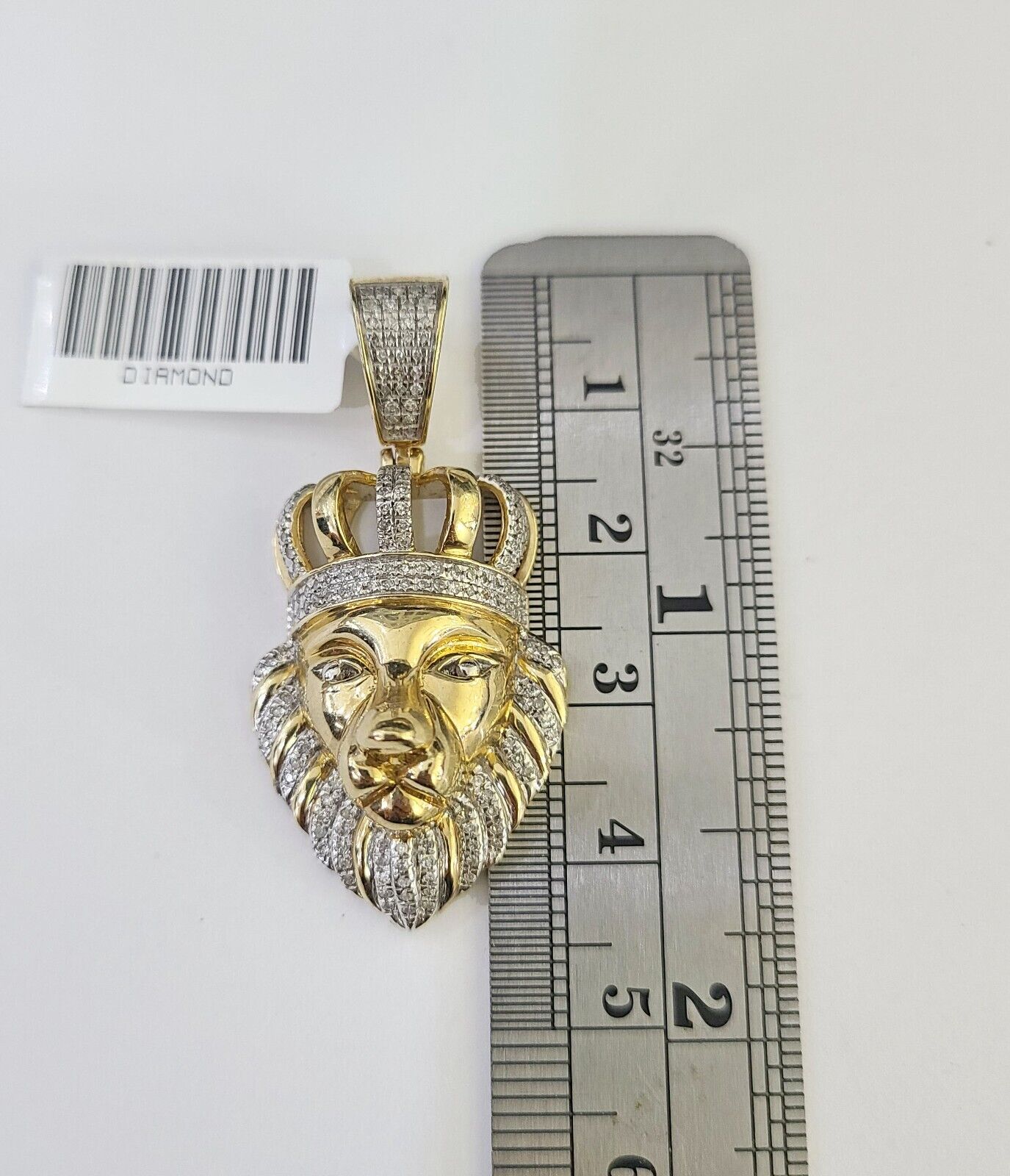 10k Solid Rope Chain Lion Charm Diamond Set 4mm 20" - 28" Necklace Gold Yellow - GoldenlinQ