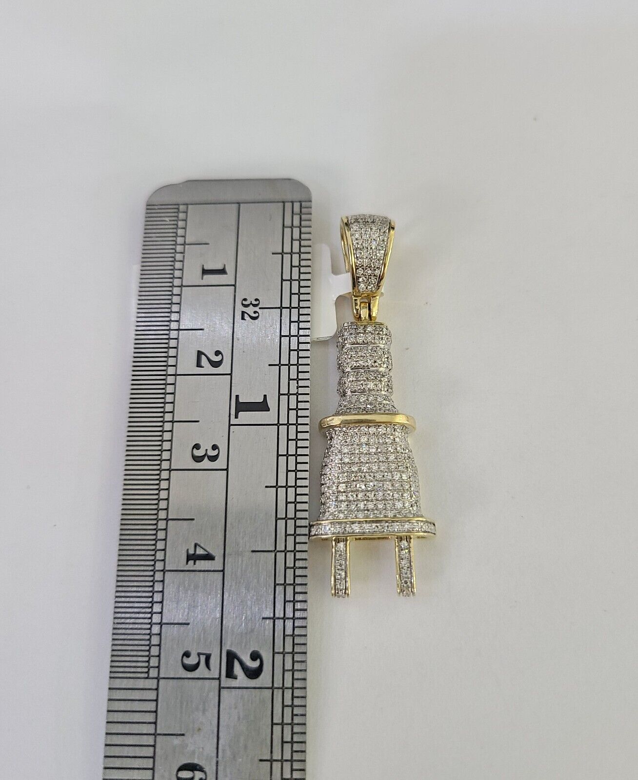 10k Solid Rope Chain Plug Socket Charm Diamond Set 4mm 20" - 28" Necklace Gold - GoldenlinQ