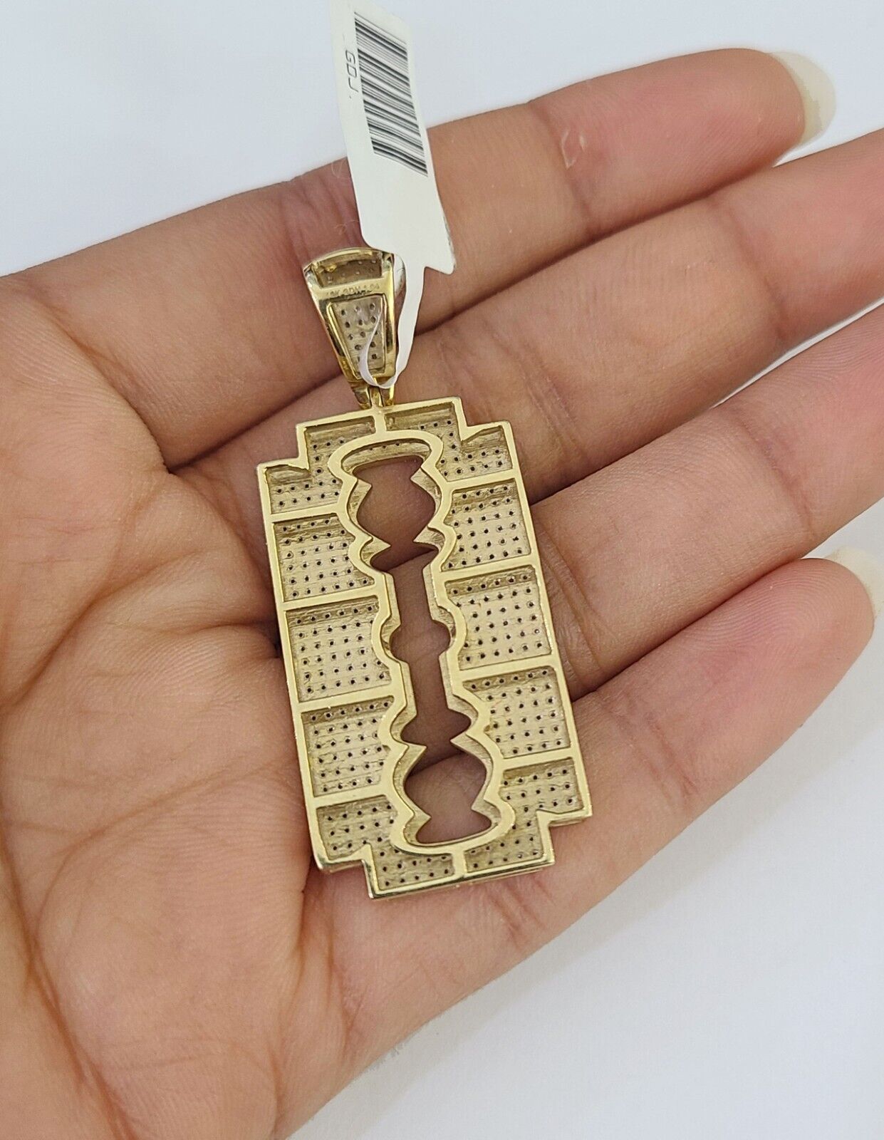 10k Solid Rope Chain Razor Blade Charm Diamond Set 4mm 20" - 28" Necklace Gold - GoldenlinQ