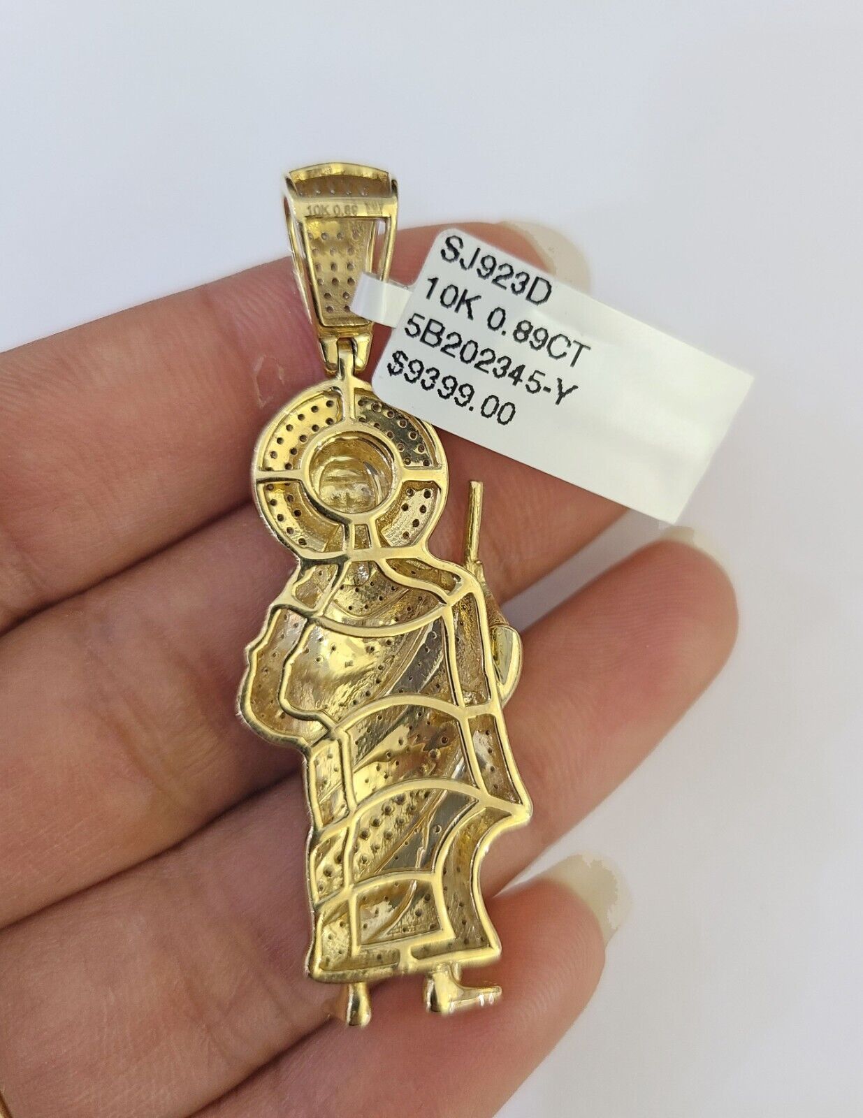 10k Solid Rope Chain Saint Jude Charm Diamond Set 4mm 20" - 28" Necklace Gold - GoldenlinQ