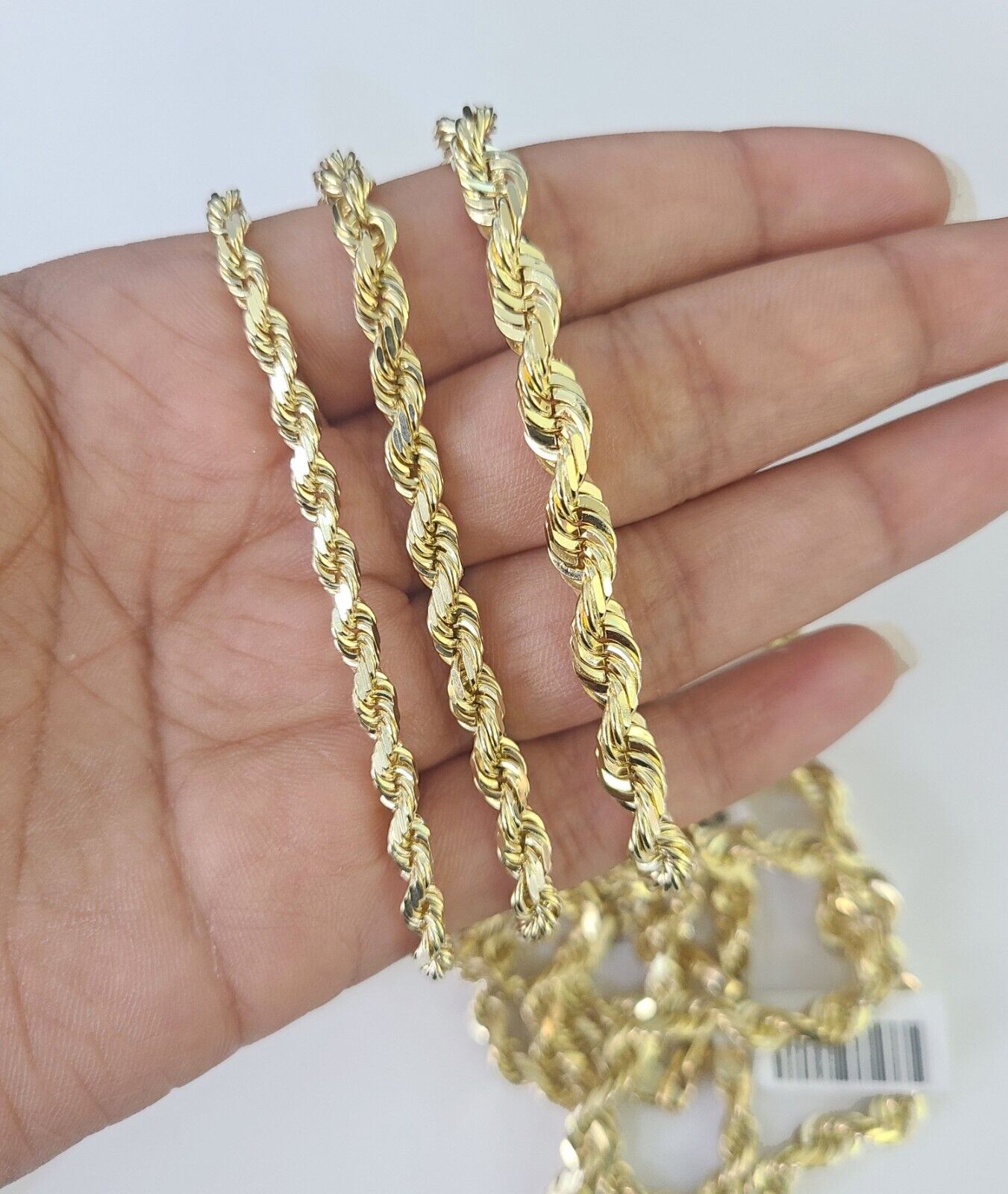 10k Solid Rope Chain Yellow Gold Necklace 4mm 5mm 6mm 20 - 30Inches Real Men Women - GoldenlinQ