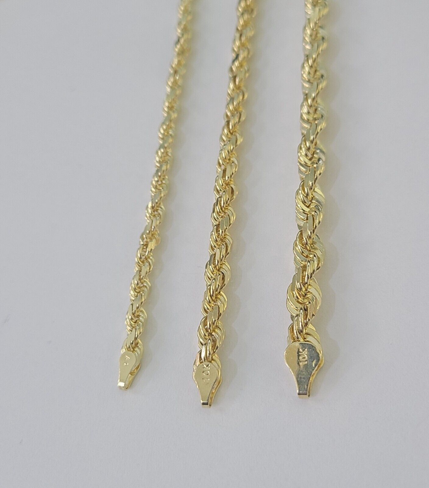 10k Solid Rope Chain Yellow Gold Necklace 4mm 5mm 6mm 20 - 30Inches Real Men Women - GoldenlinQ