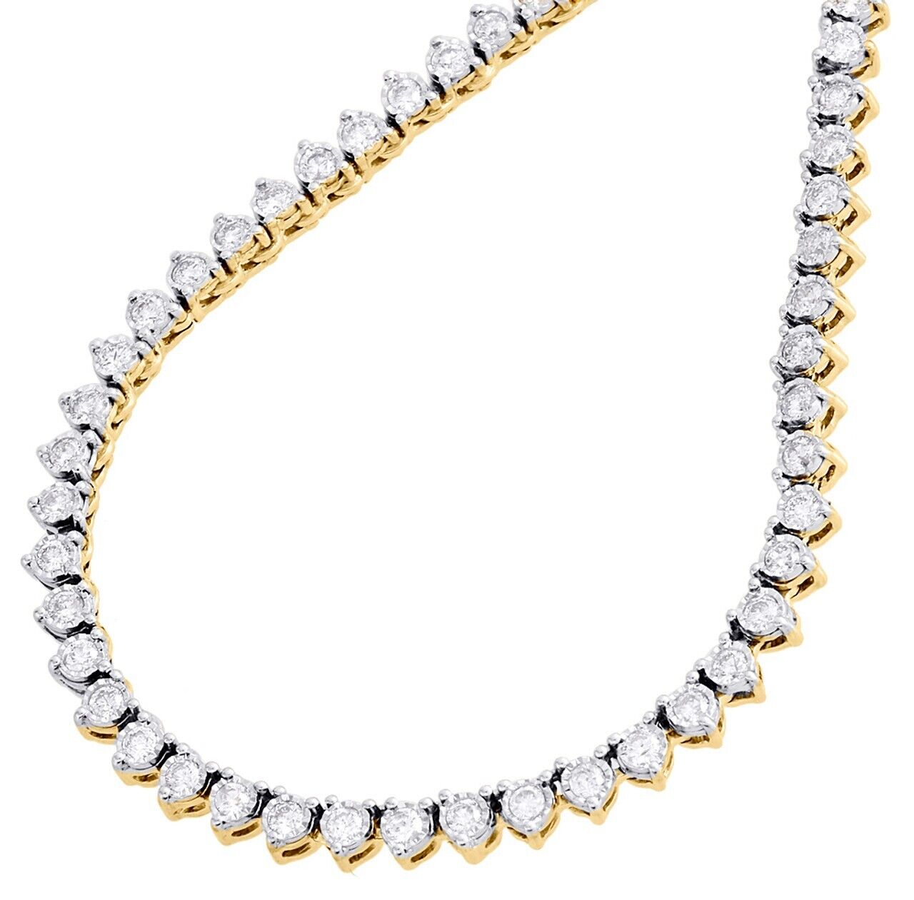 10k Solid Tennis Ice Chain Real Gold 18 Inch Necklace 4mm Genuine 1.50CT Diamond - GoldenlinQ