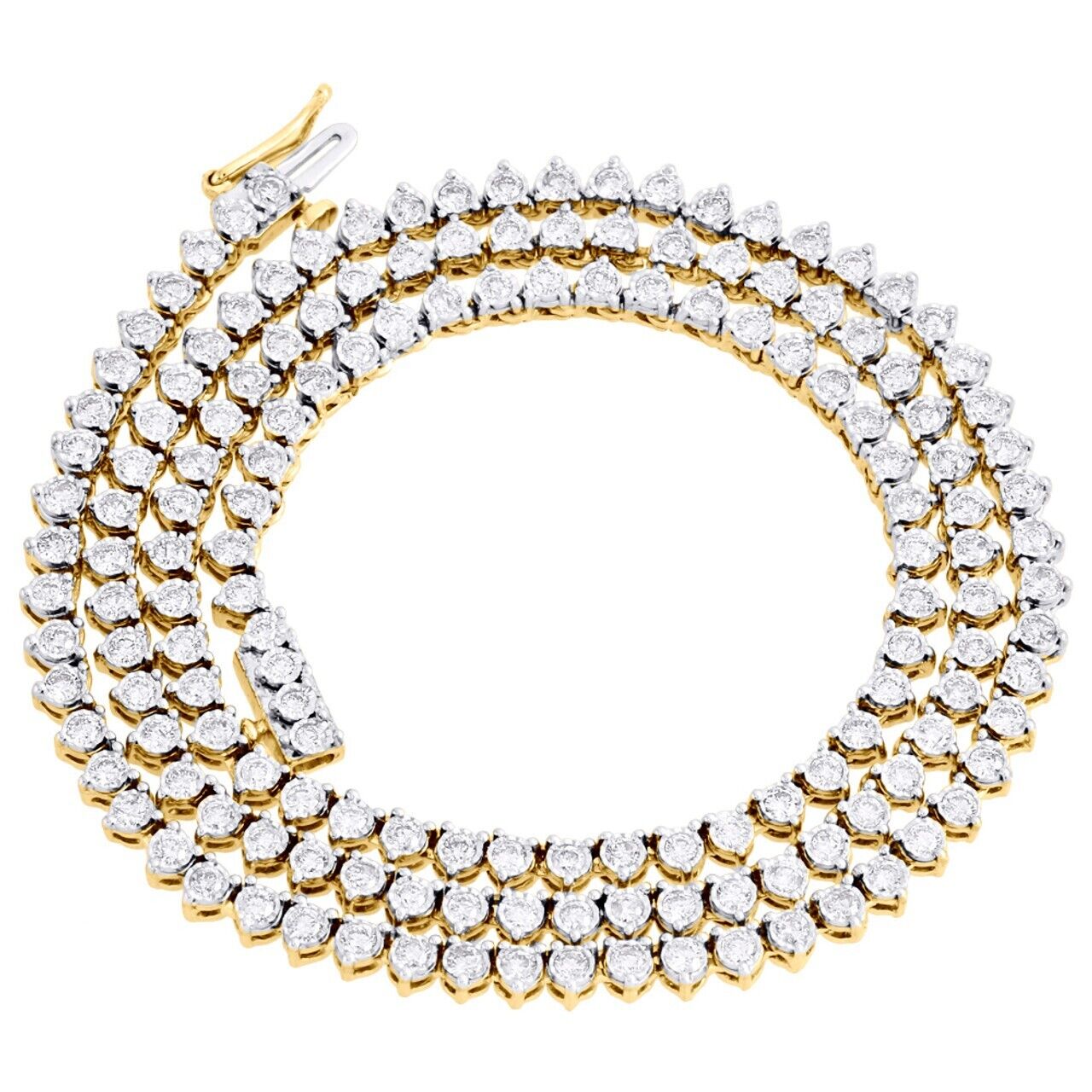 10k Solid Tennis Ice Chain Real Gold 18 Inch Necklace 4mm Genuine 1.50CT Diamond - GoldenlinQ