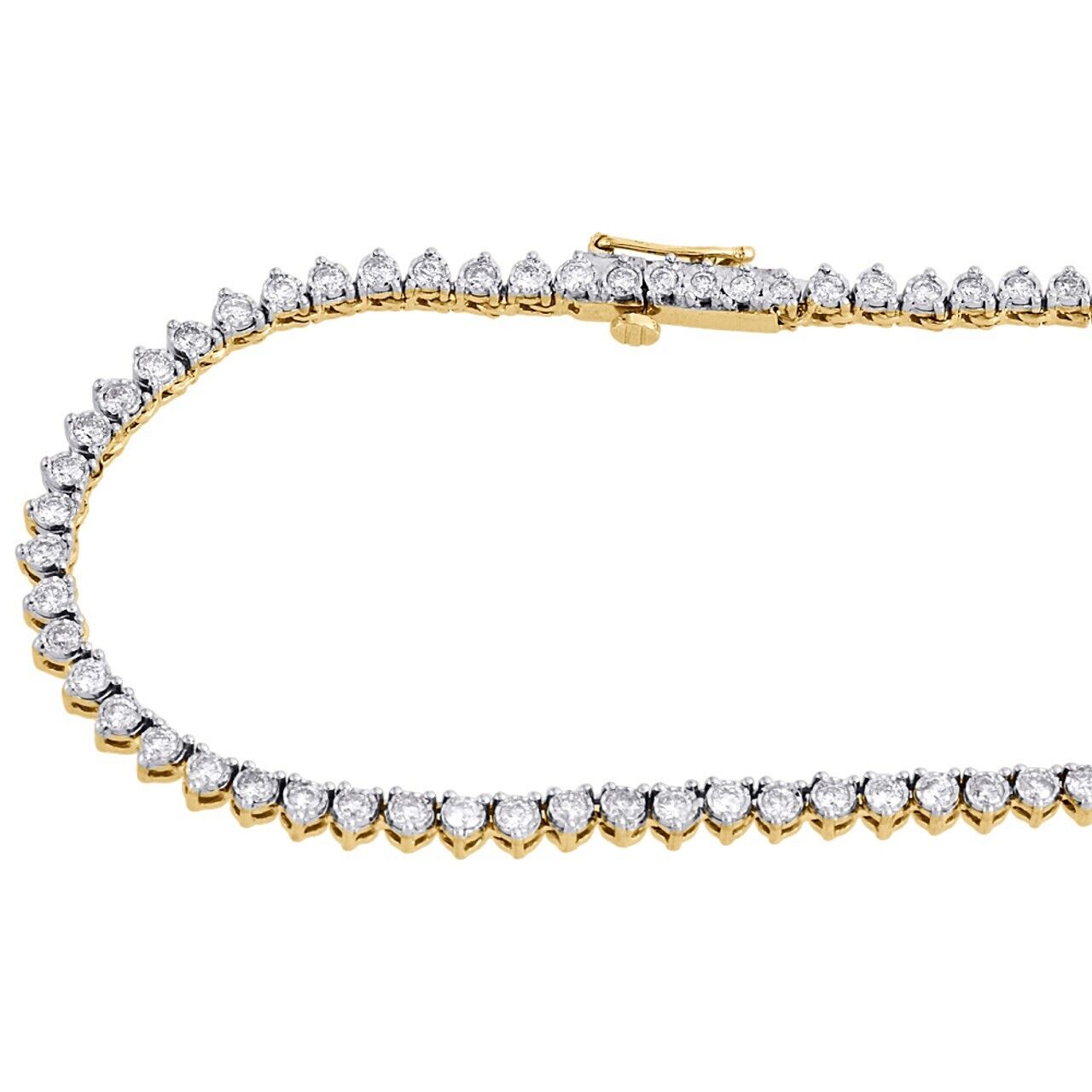 10k Solid Tennis Ice Chain Real Gold 18 Inch Necklace 4mm Genuine 1.50CT Diamond - GoldenlinQ