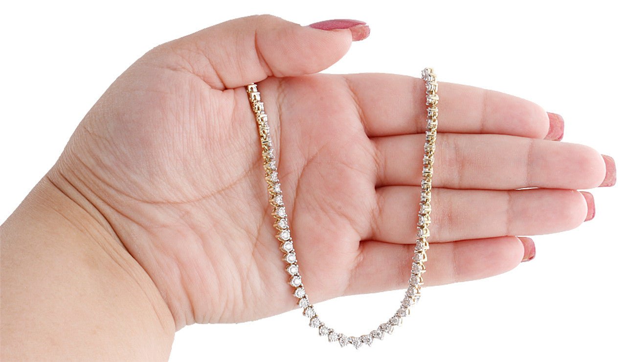 10k Solid Tennis Ice Chain Real Gold 18 Inch Necklace 4mm Genuine 1.50CT Diamond - GoldenlinQ