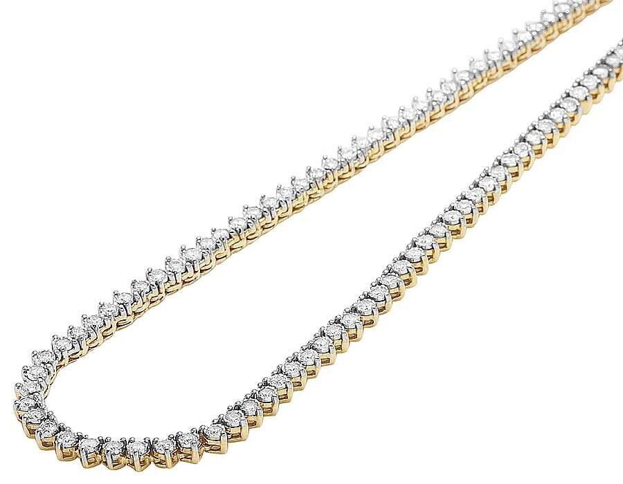 10k Solid Tennis Ice Chain Real Gold 22 Inch Necklace 3mm Genuine 1.85CT Diamond - GoldenlinQ
